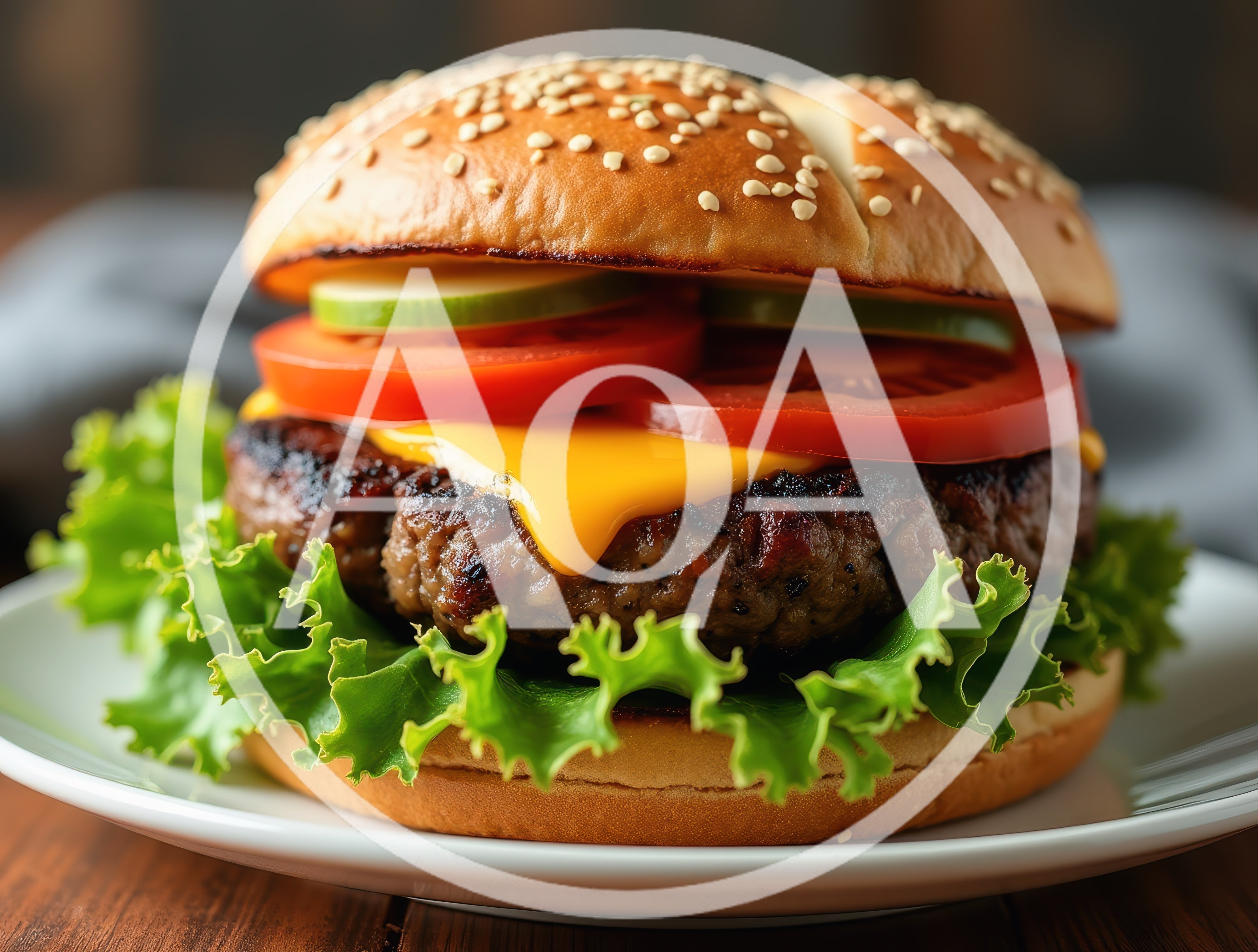 Gourmet Cheeseburger With Fresh Lettuce And Tomato