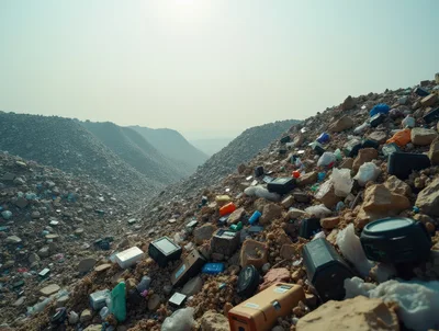 Electronic Waste Dump Site In A Rocky Landscape