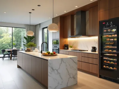 Modern Luxury Kitchen Interior With Marble Island