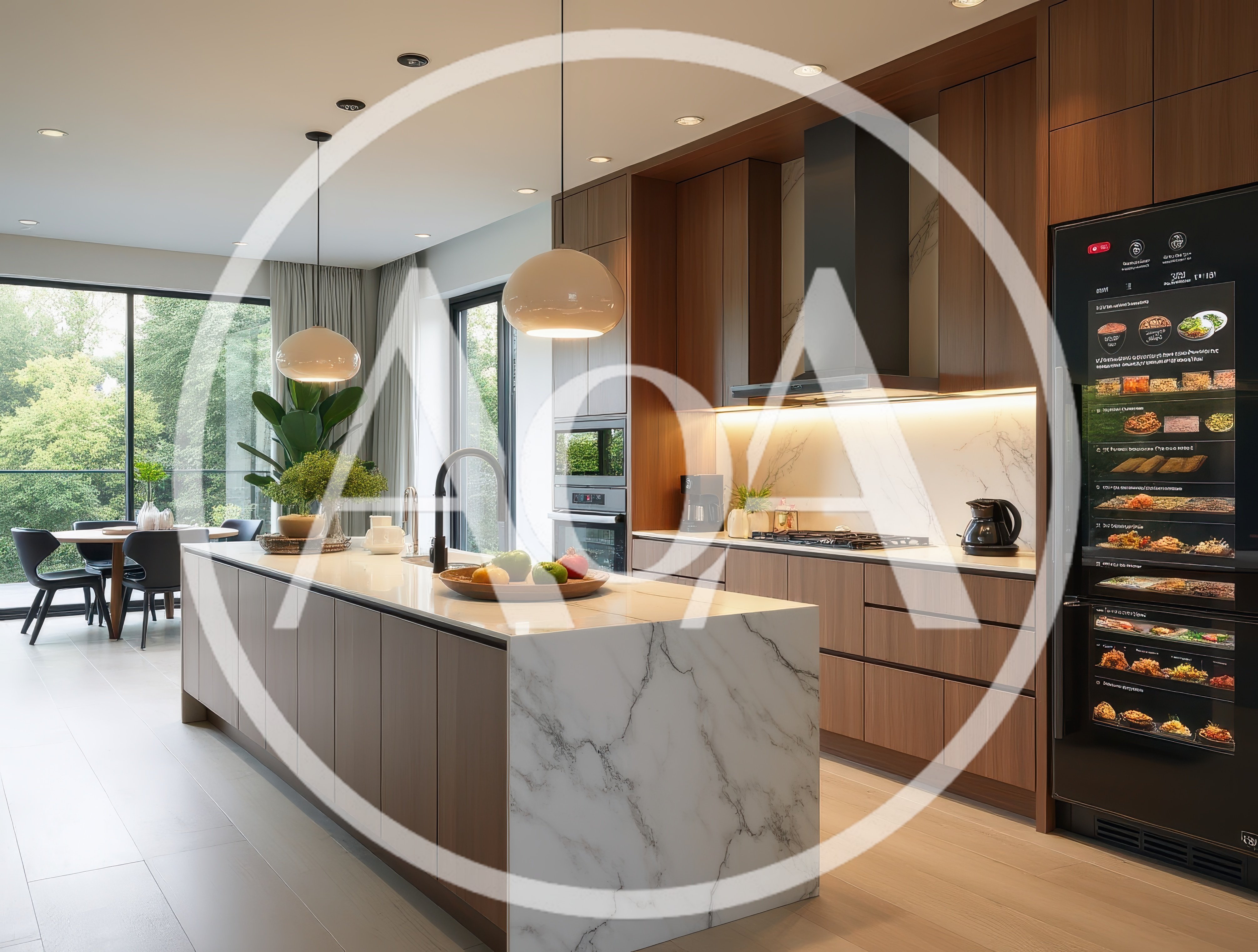 Modern Luxury Kitchen Interior With Marble Island