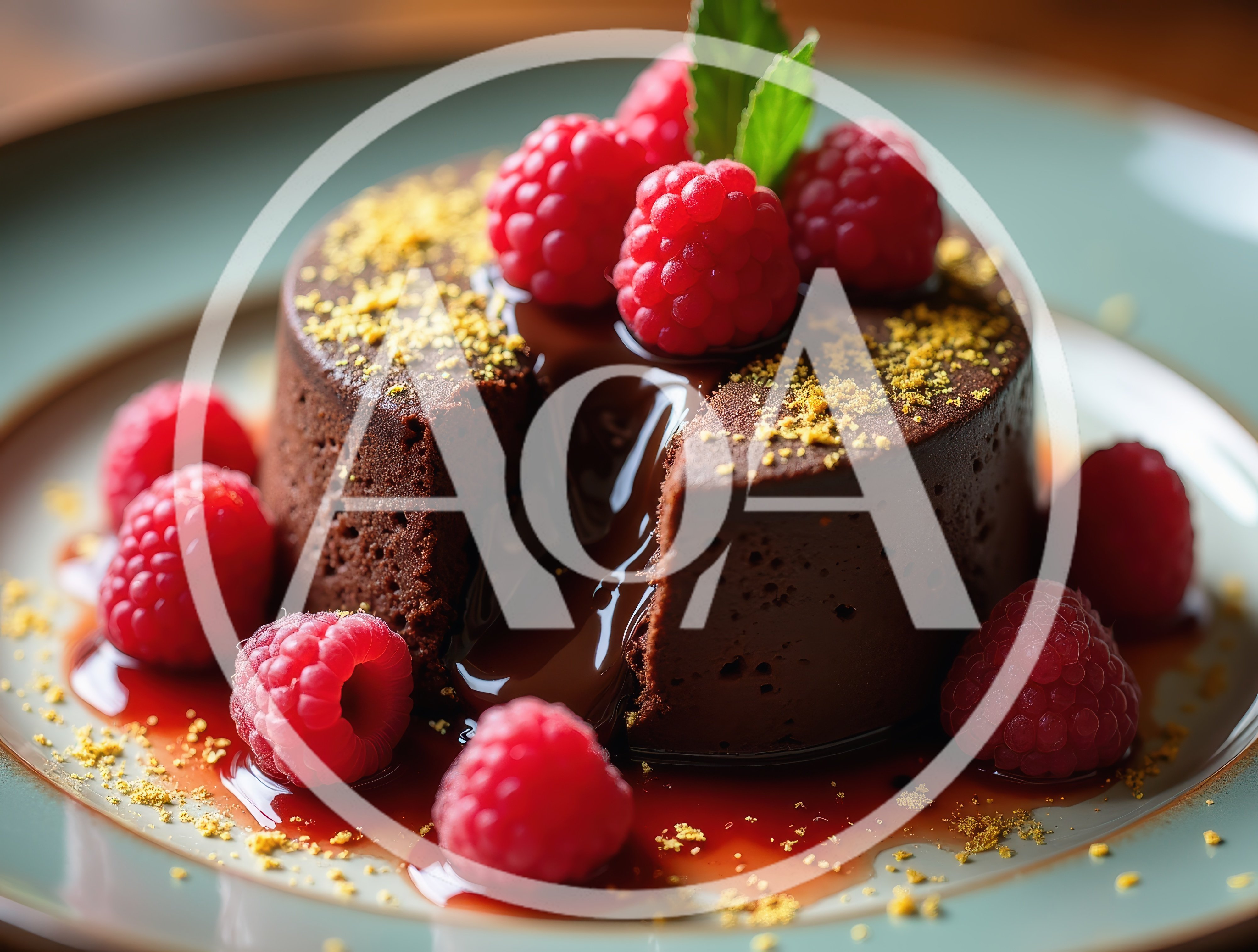 Chocolate Lava Cake With Fresh Raspberries