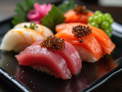 Assorted Nigiri Sushi Platter With Caviar Topping