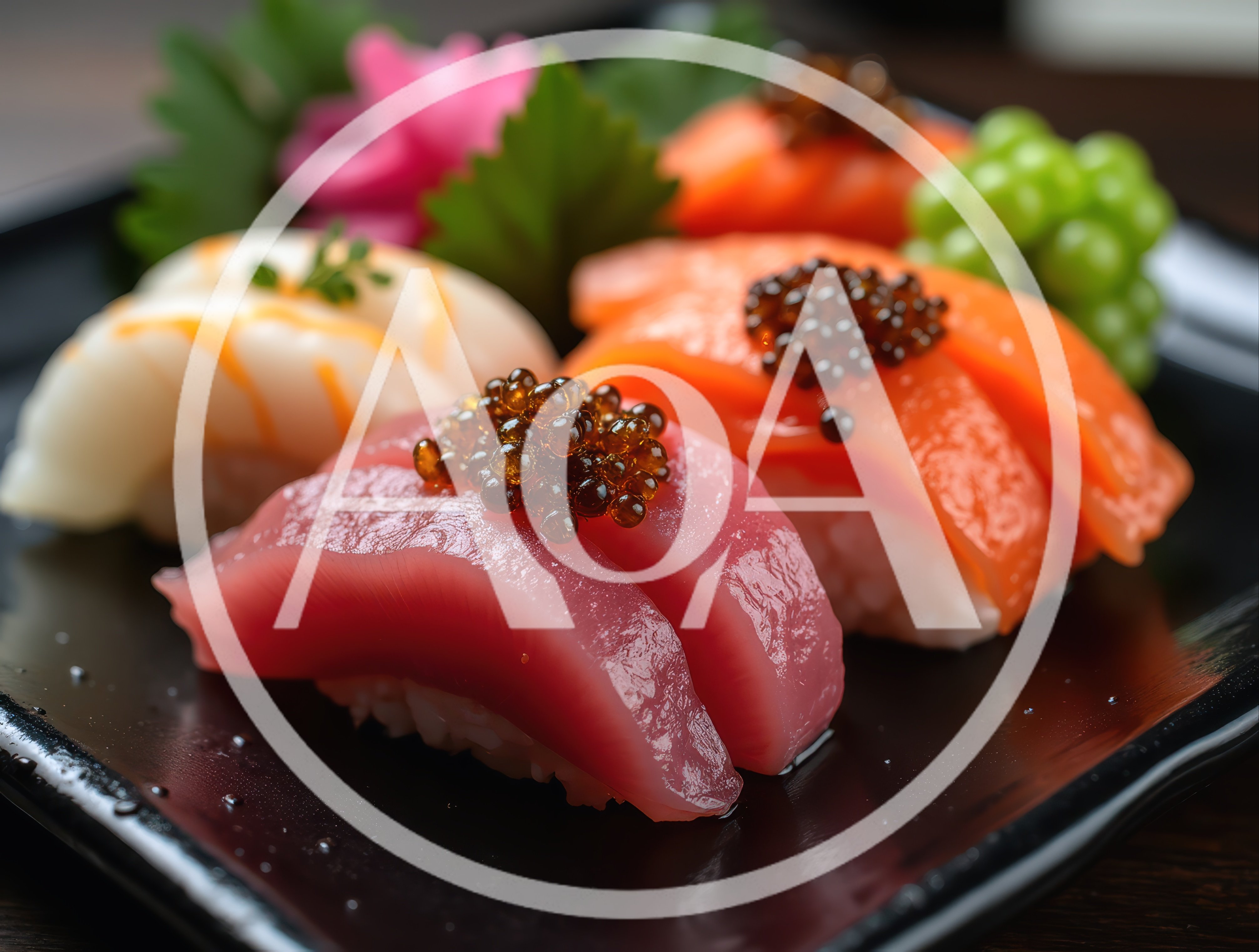 Assorted Nigiri Sushi Platter With Caviar Topping
