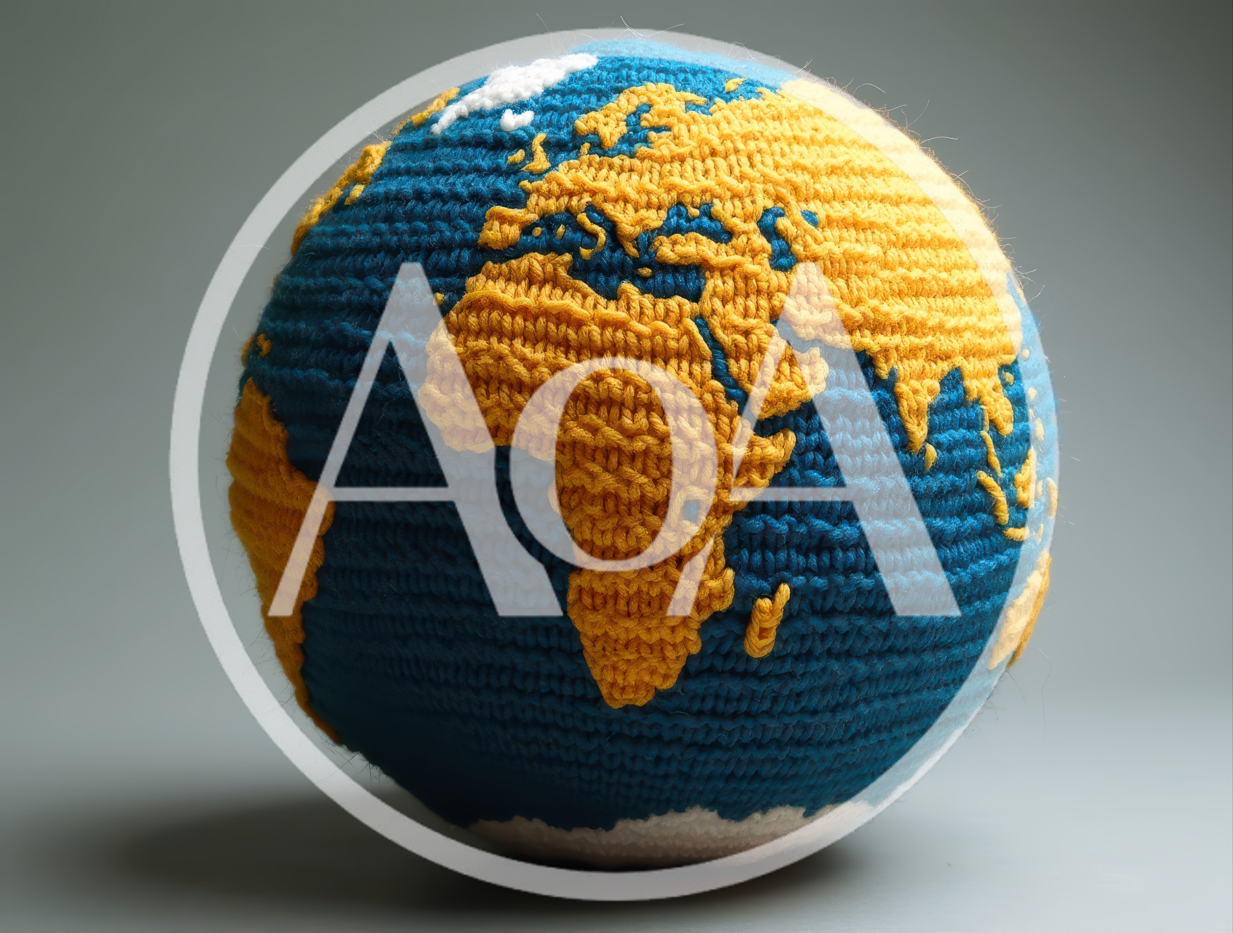Crocheted Globe Model On A Plain Background