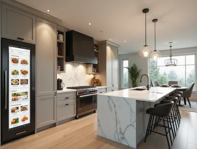 Modern Luxury Kitchen Interior With Marble Island