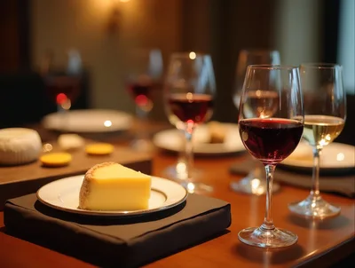 Gourmet Cheese Plate and Wine Tasting Setup
