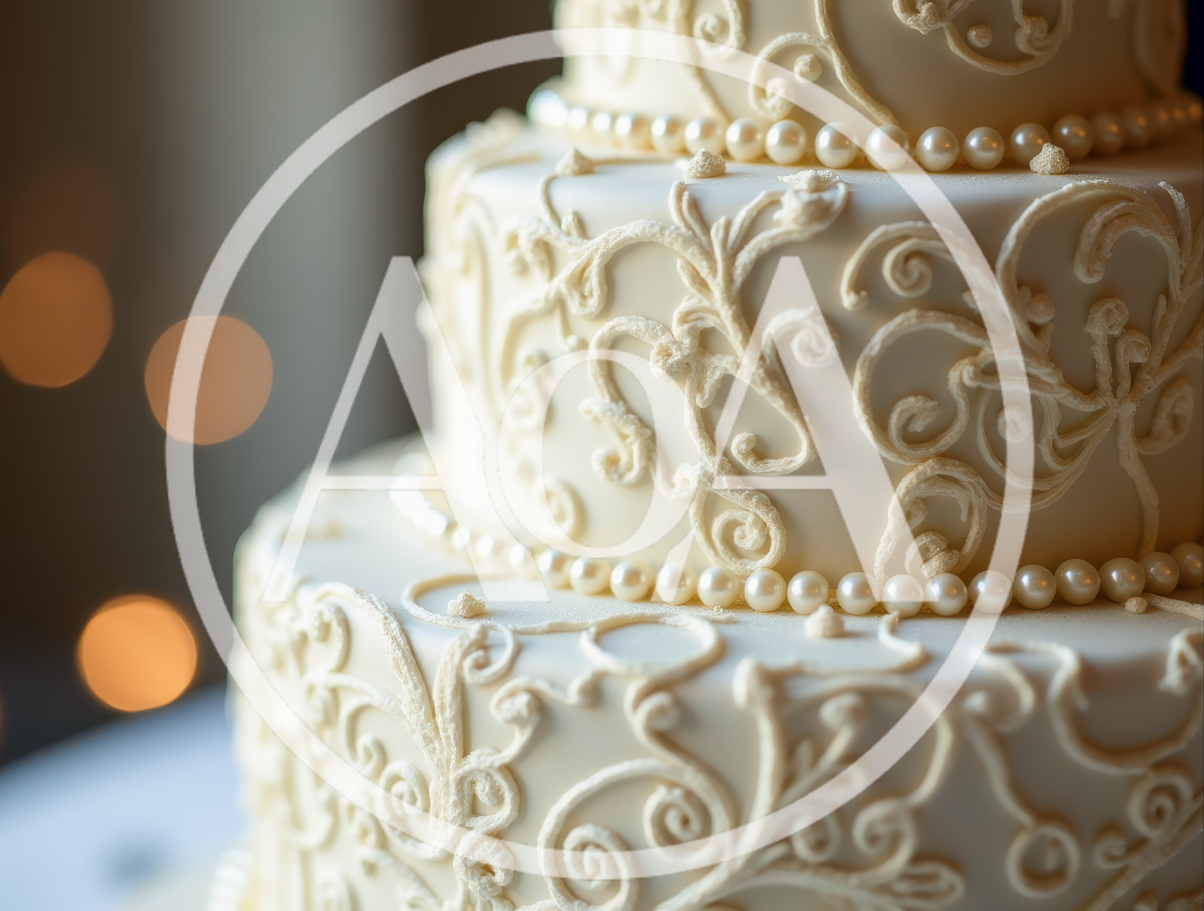 Elegant Three Tiered White Wedding Cake