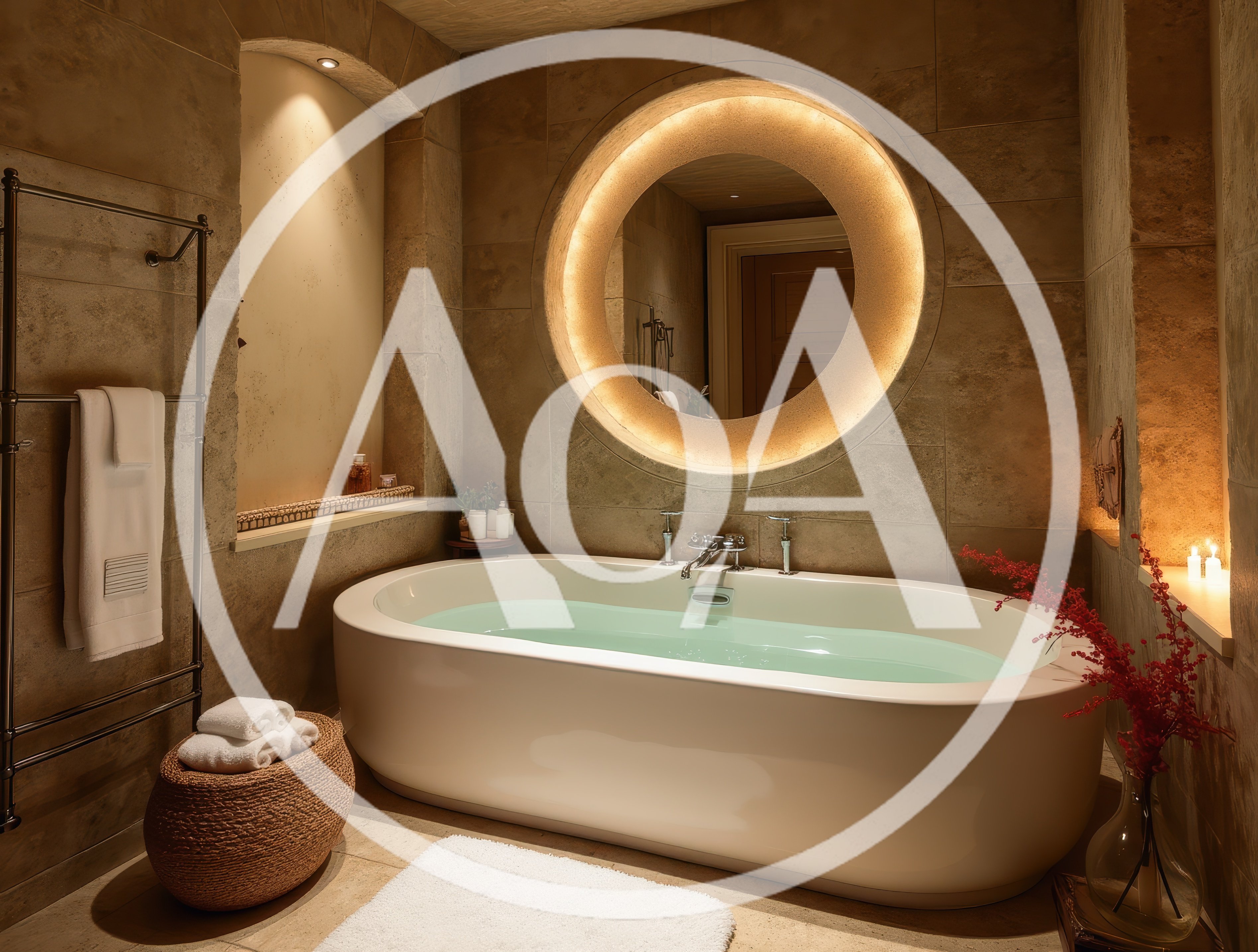 Luxury Bathroom Interior With Freestanding Bathtub