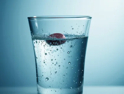 Effervescent Tablet Dissolving In A Glass Of Water