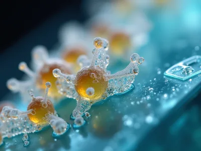 Microscopic View Of Viral Particles On A Surface
