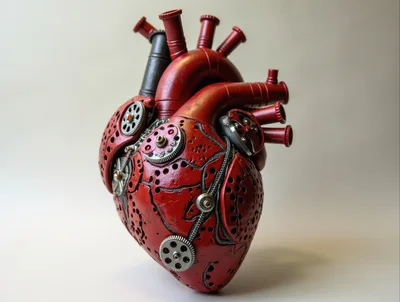 Steampunk Mechanical Heart Sculpture With Gears