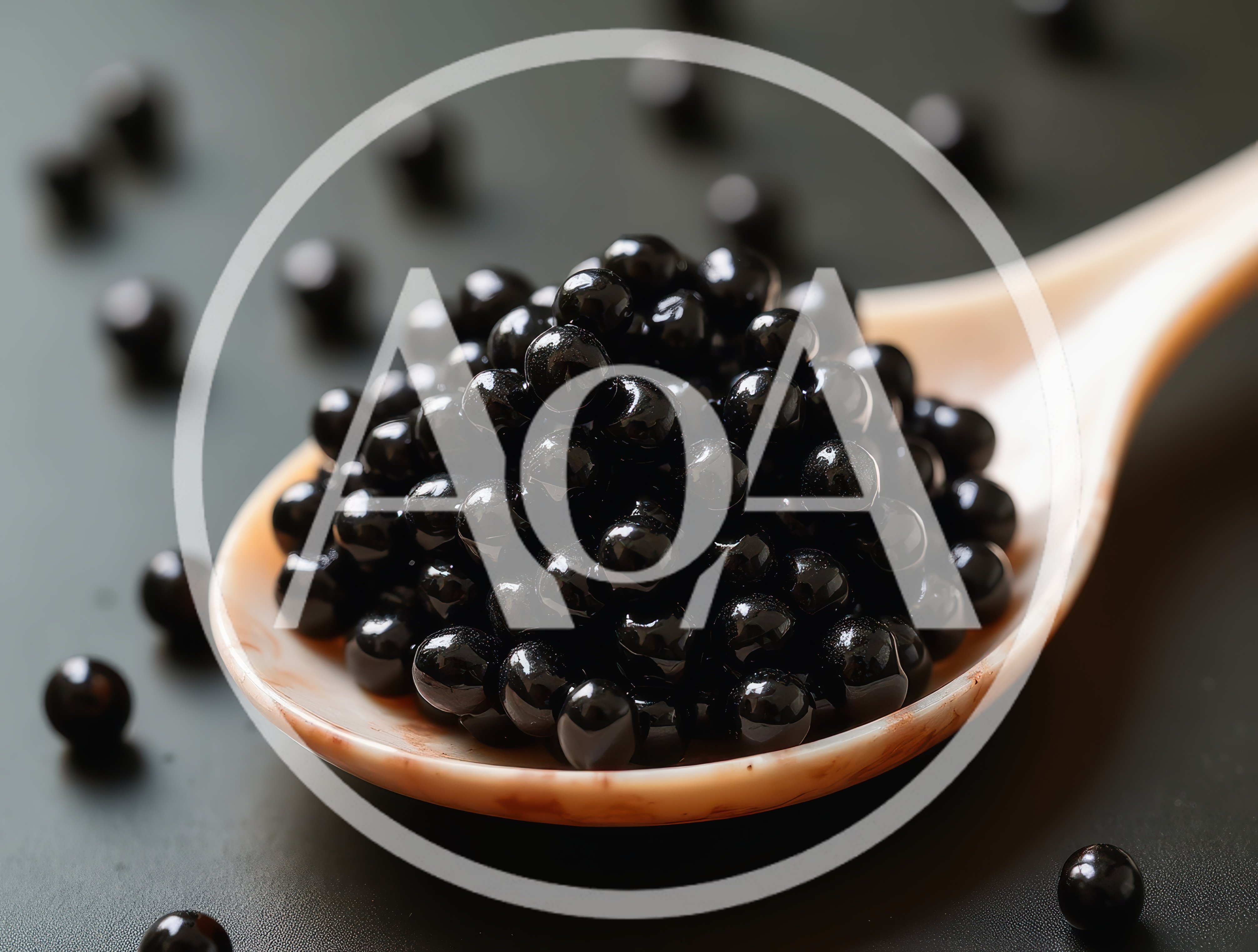 Spoonful Of Black Tapioca Pearls For Bubble Tea