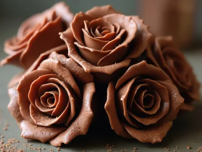 Artistic Chocolate Roses Sculpted From Smooth Milk Chocolate