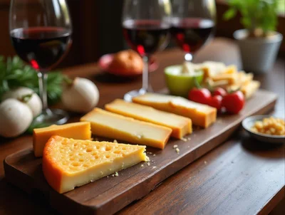 Gourmet Cheese Platter With Red Wine Pairing