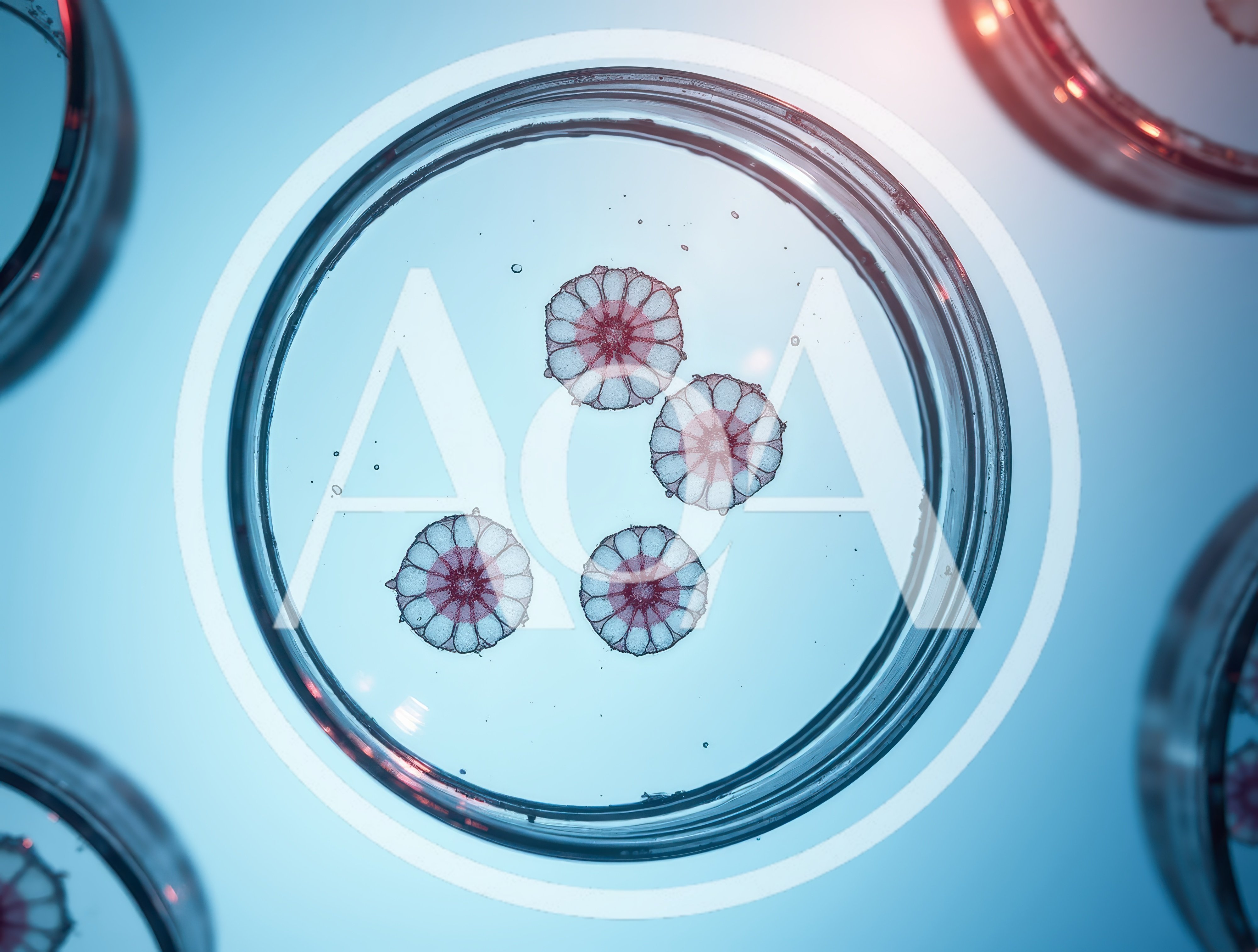 Microscopic Cell Clusters In A Laboratory Petri Dish