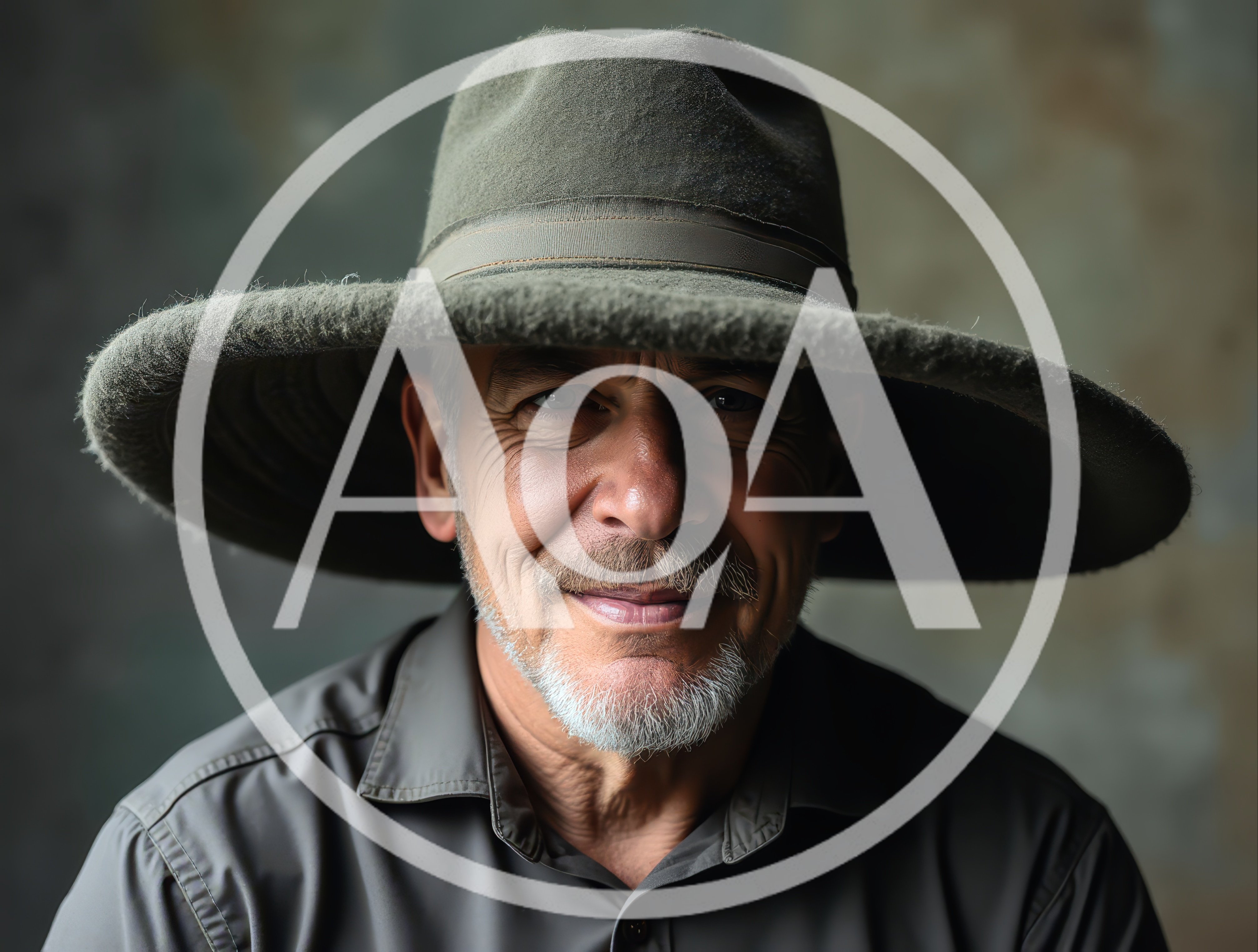 Portrait Of A Mature Man Wearing A Wide Brimmed Hat