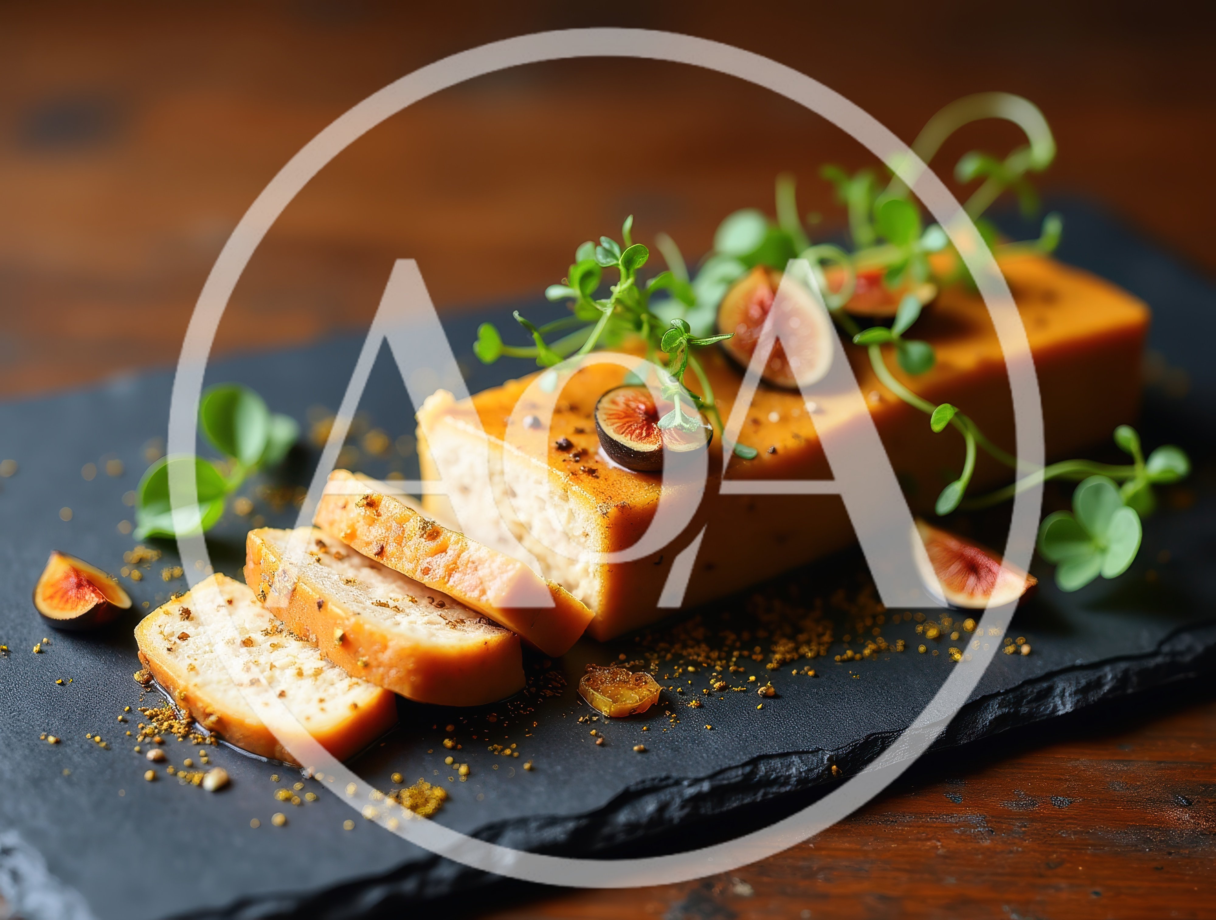 Gourmet Pate Terrine With Fresh Figs And Microgreens