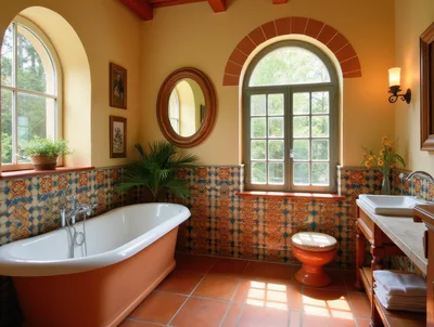 Luxurious Mediterranean Style Bathroom With Clawfoot Tub