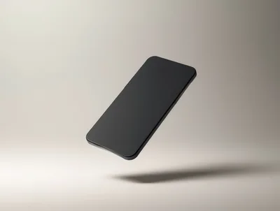 Floating Black Smartphone Mockup on Neutral Background