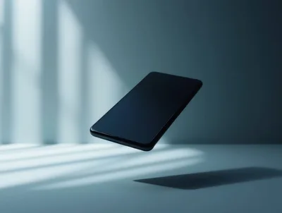 Floating Smartphone With Minimalist Shadow In Studio Setting