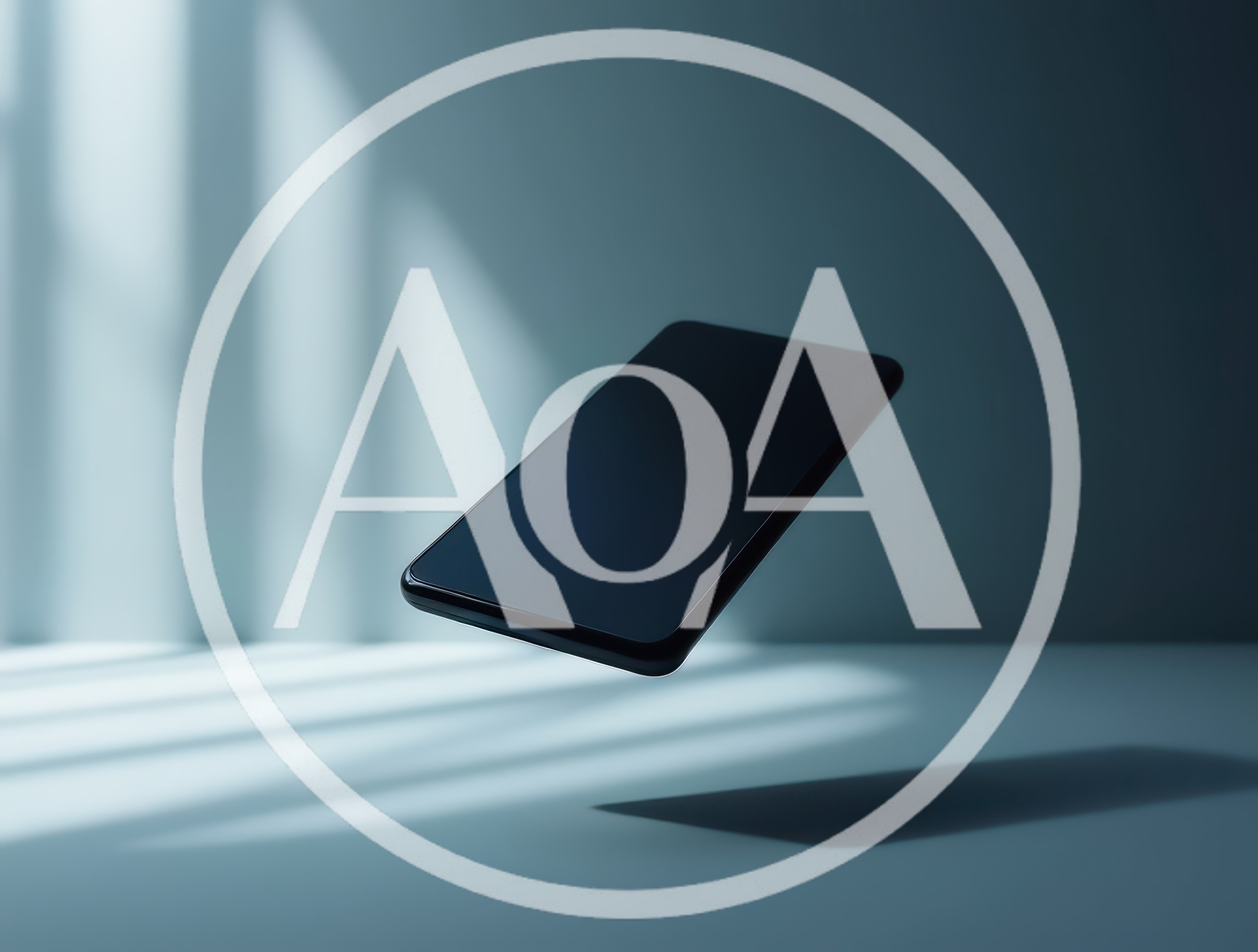 Floating Smartphone With Minimalist Shadow In Studio Setting