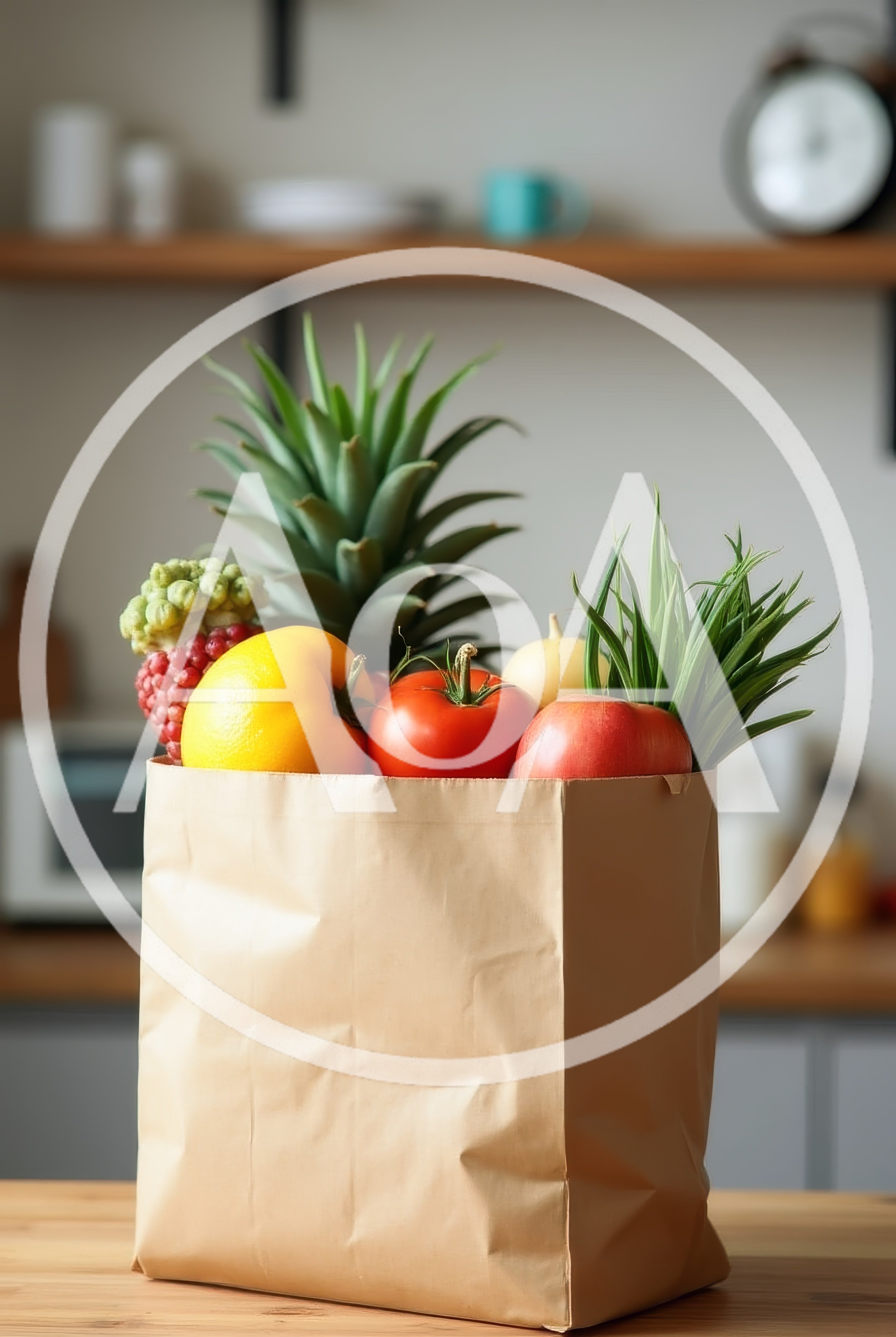 Paper Grocery Bag Filled With Fresh Produce