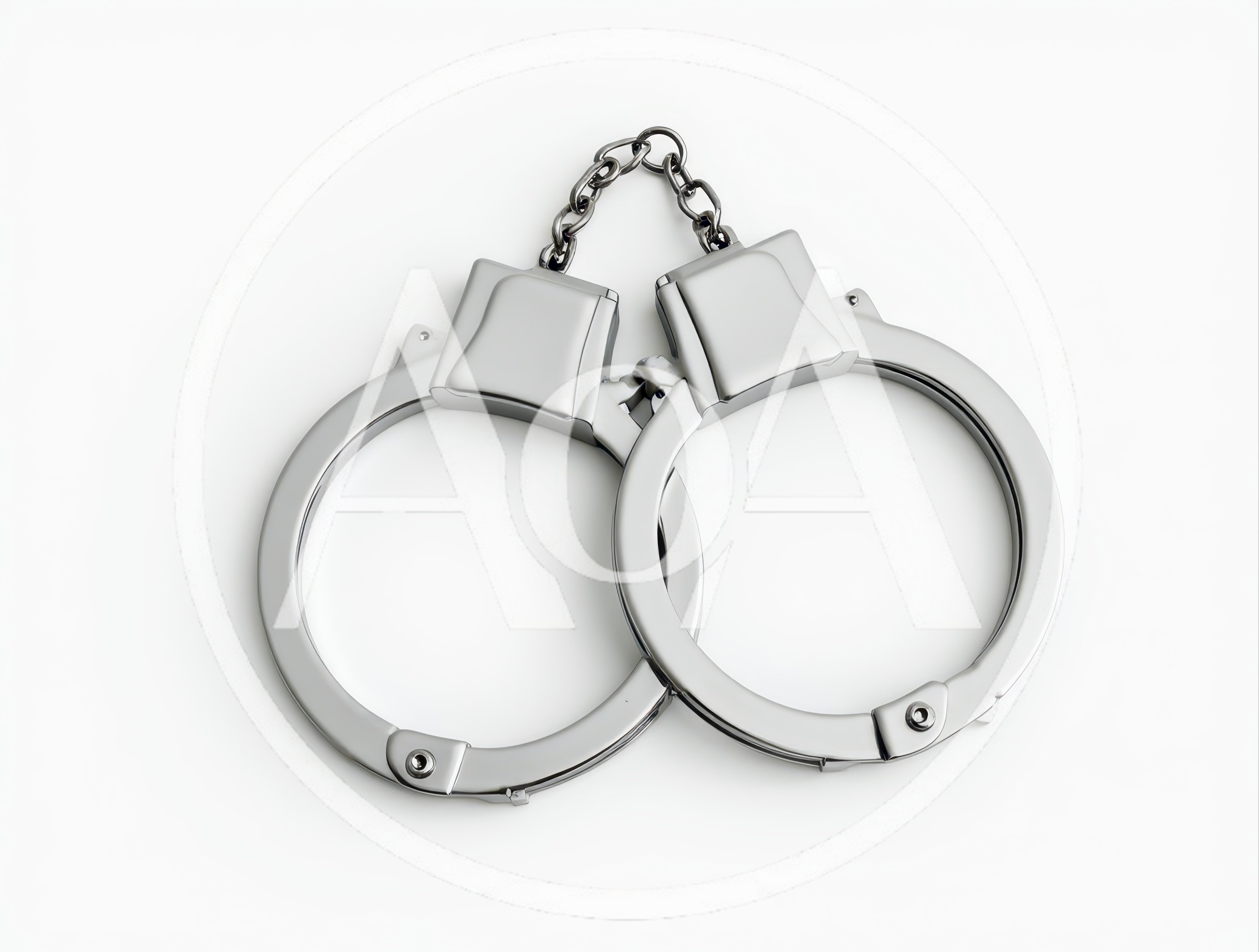 Shiny Metal Handcuffs Isolated On White Background
