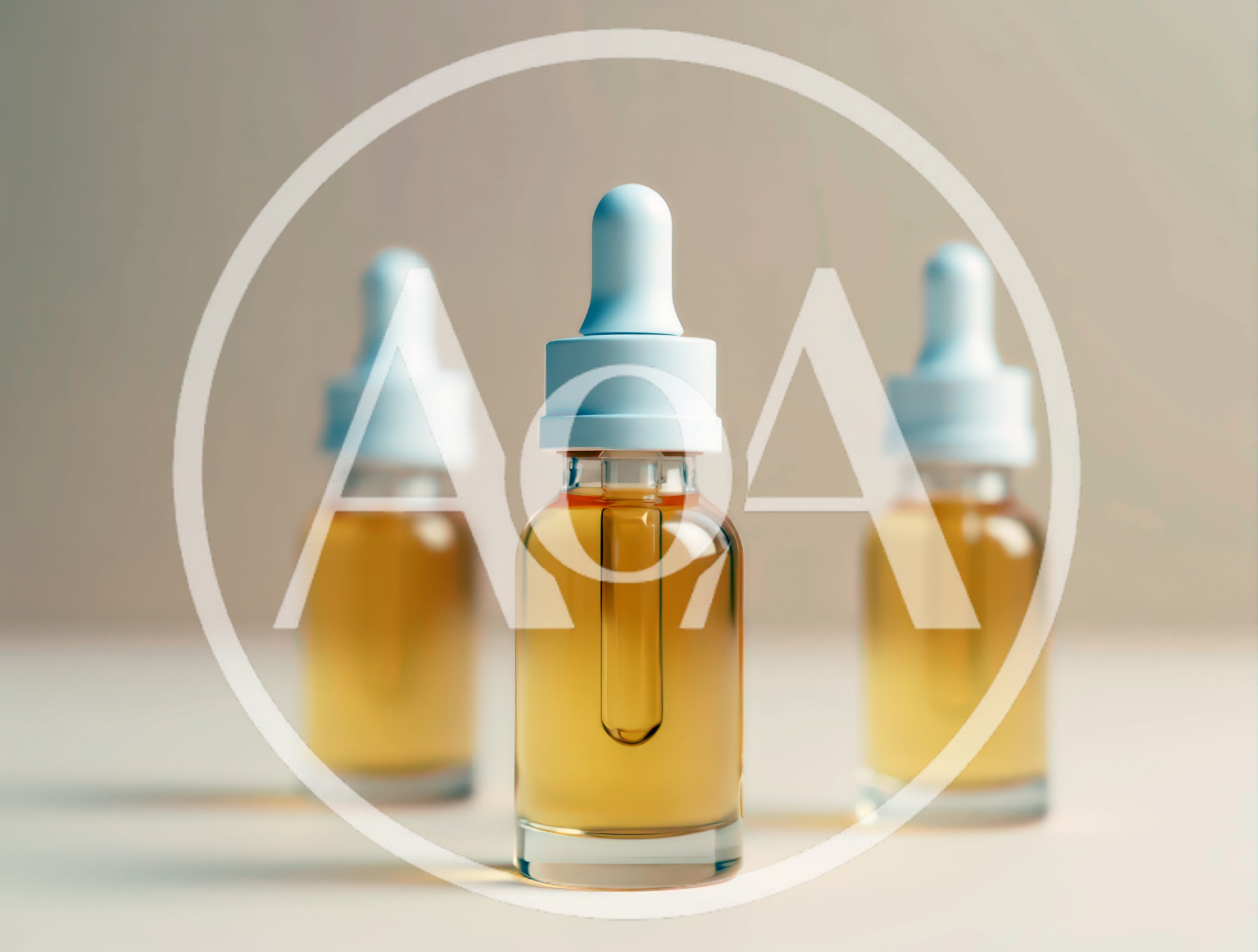 Three Glass Dropper Bottles With Amber Serum