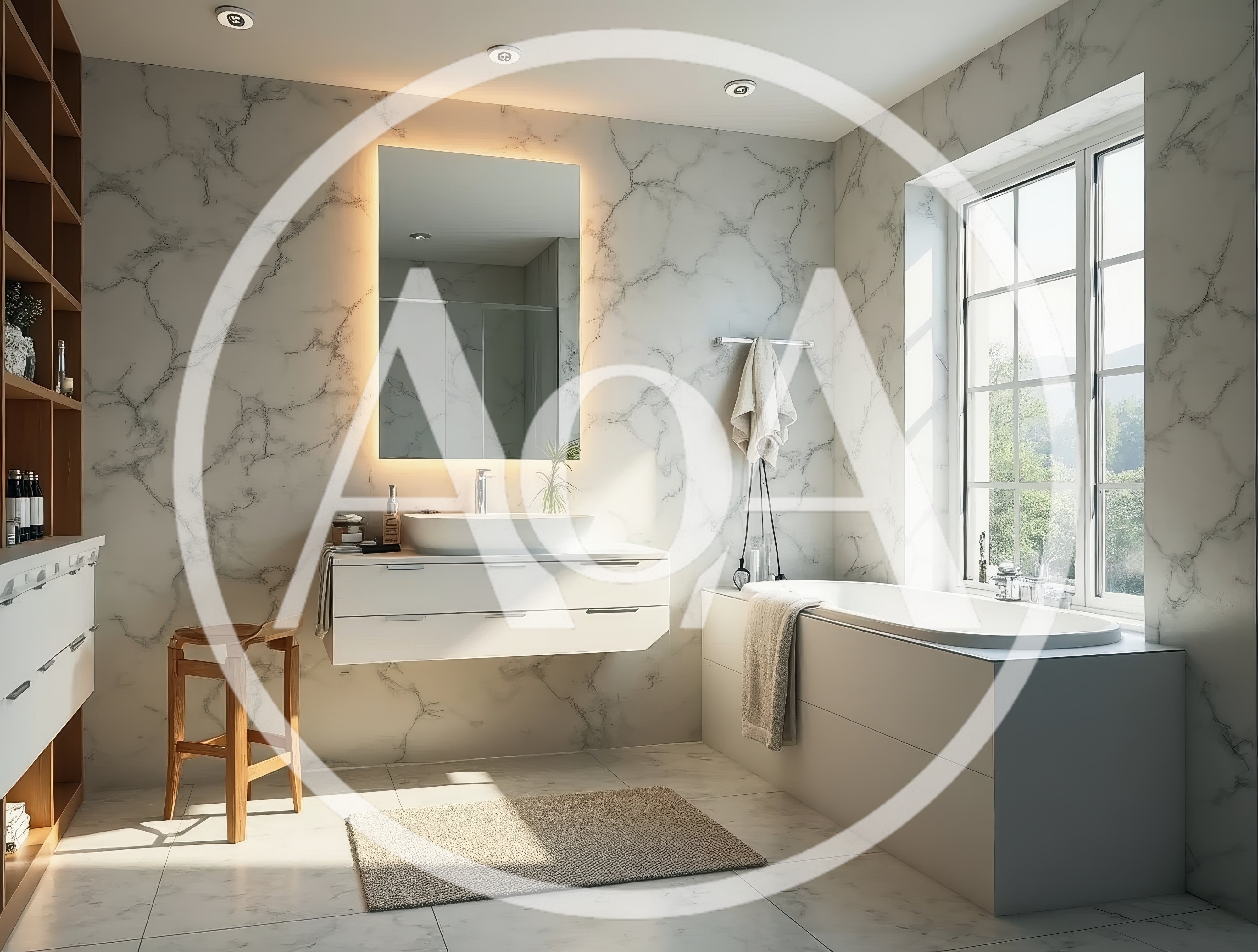 Modern Luxury Bathroom Interior With Marble Walls