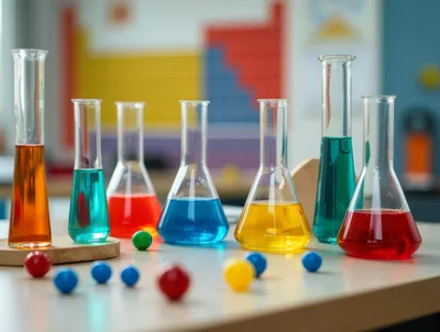 Colorful Chemical Solutions In Laboratory Glassware