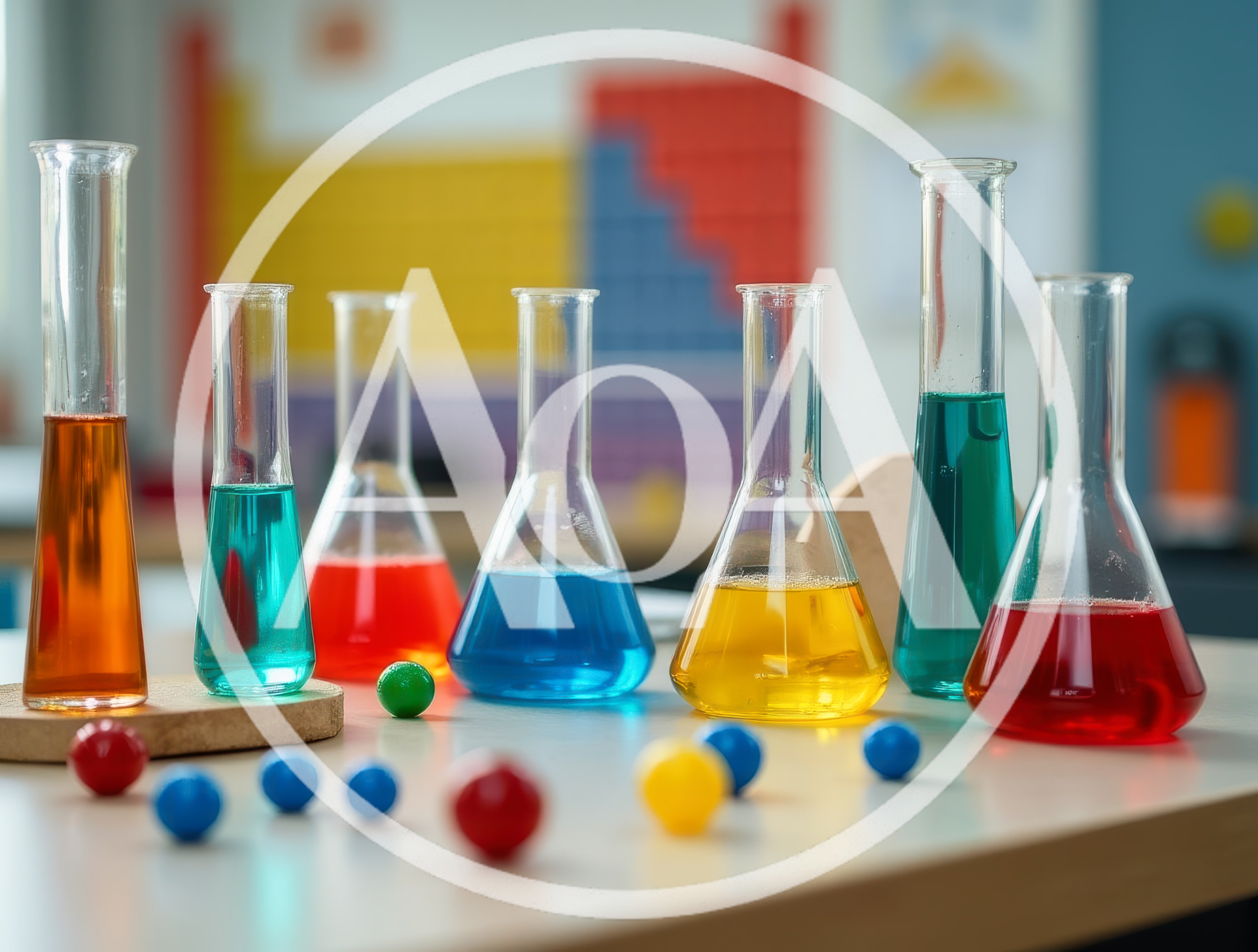 Colorful Chemical Solutions In Laboratory Glassware