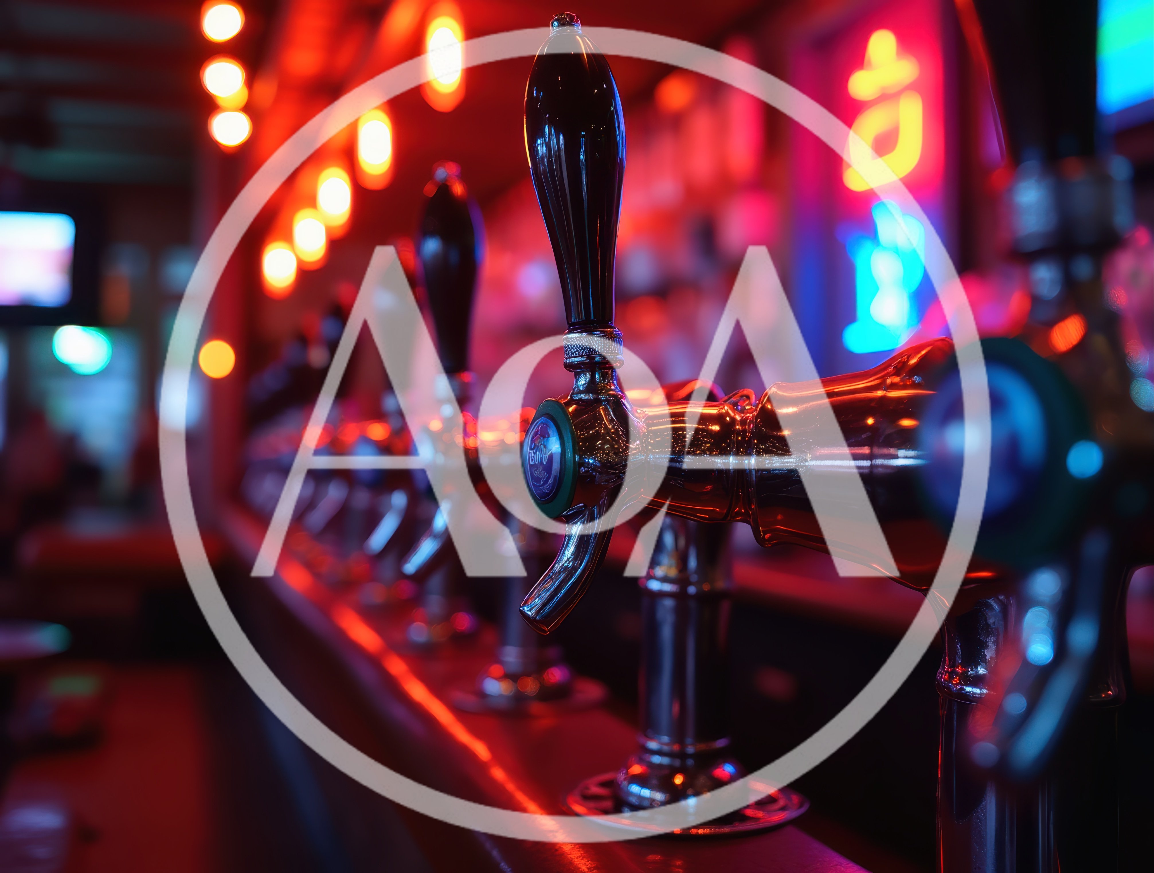 Row Of Chrome Beer Taps In A Dimly Lit Bar