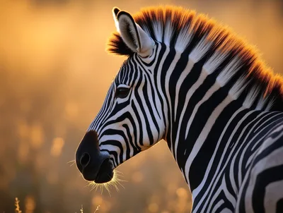 Profile Portrait Of A Zebra In Golden Hour Light