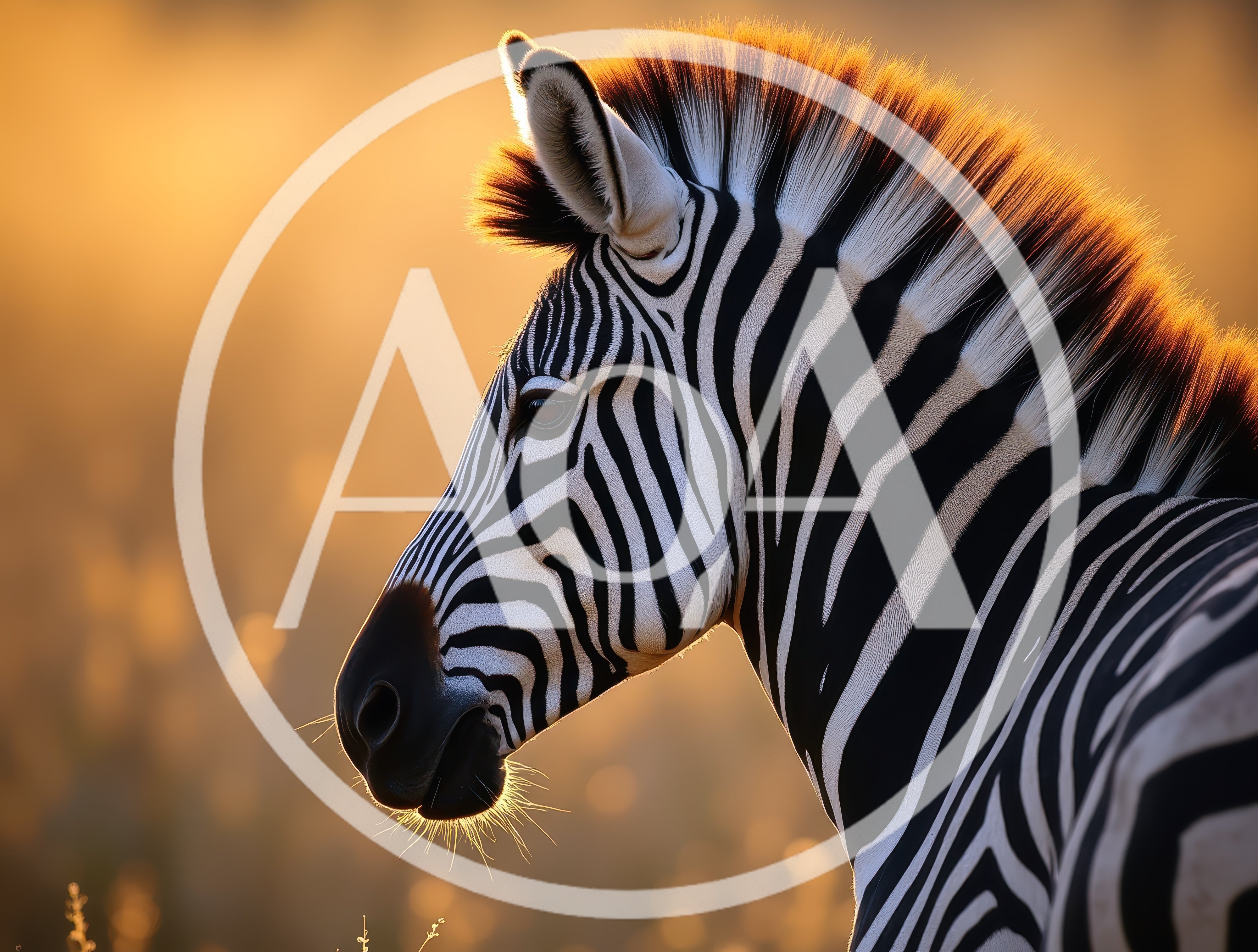 Profile Portrait Of A Zebra In Golden Hour Light