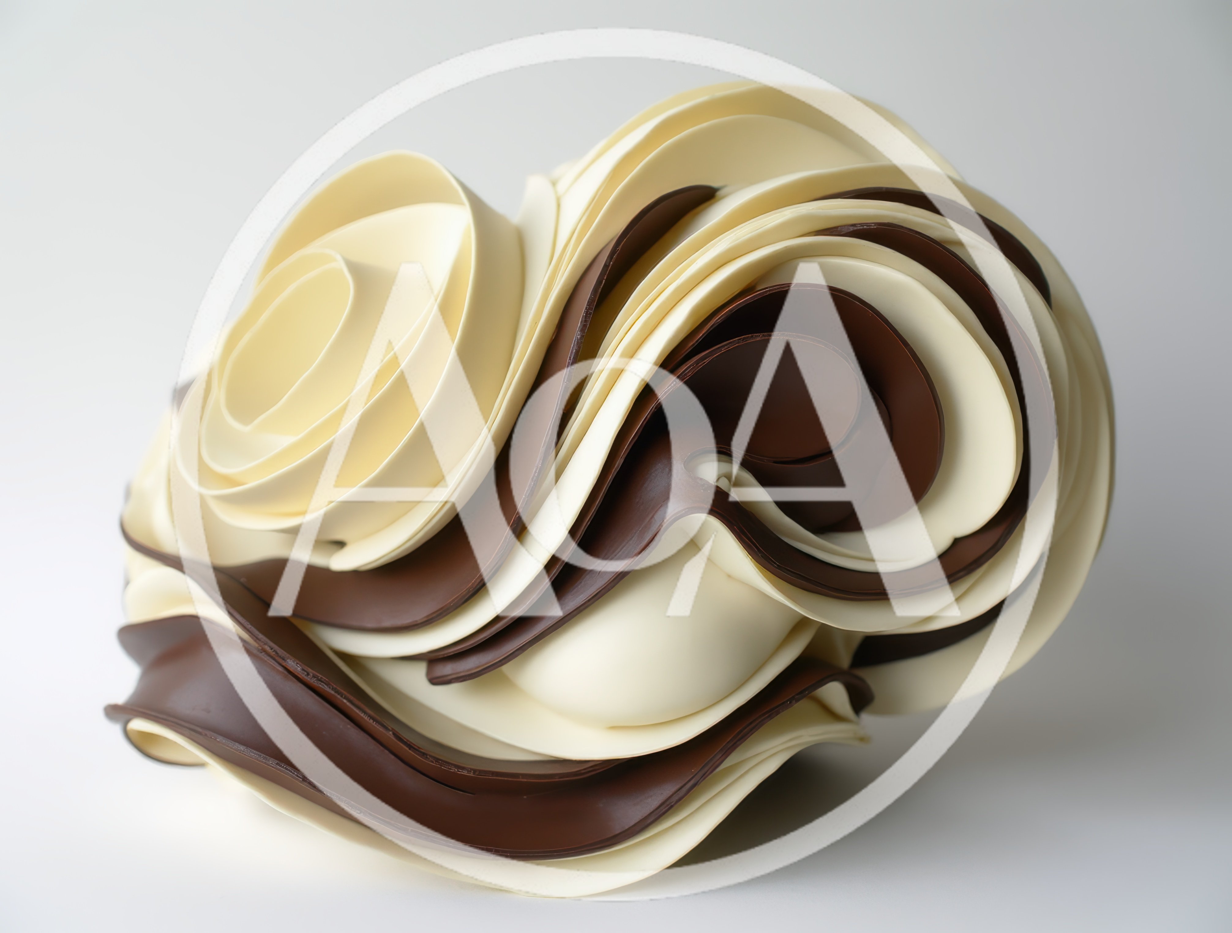 Abstract Chocolate Sculpture With Swirling White And Dark Layers