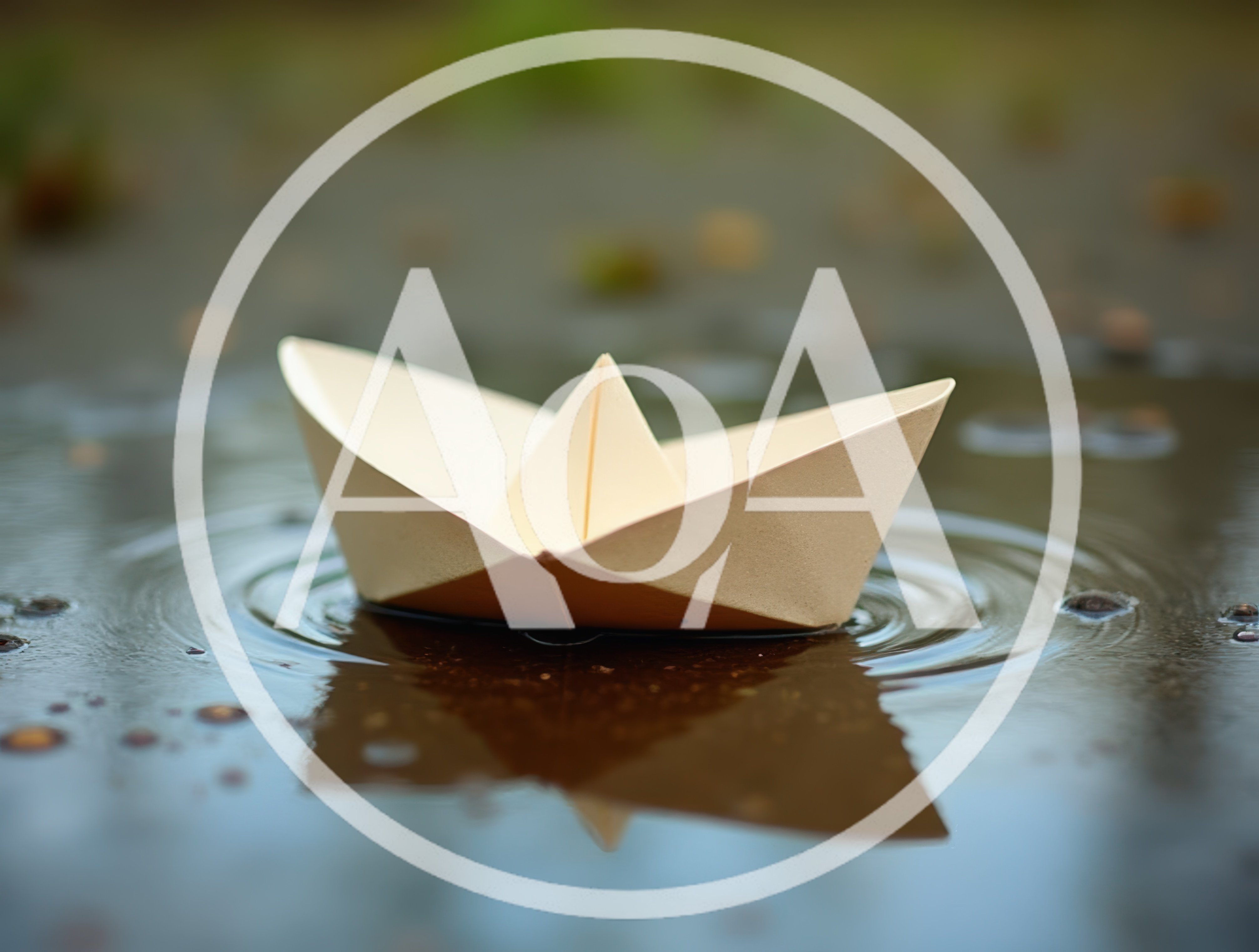 Small Paper Boat Floating In A Rain Puddle
