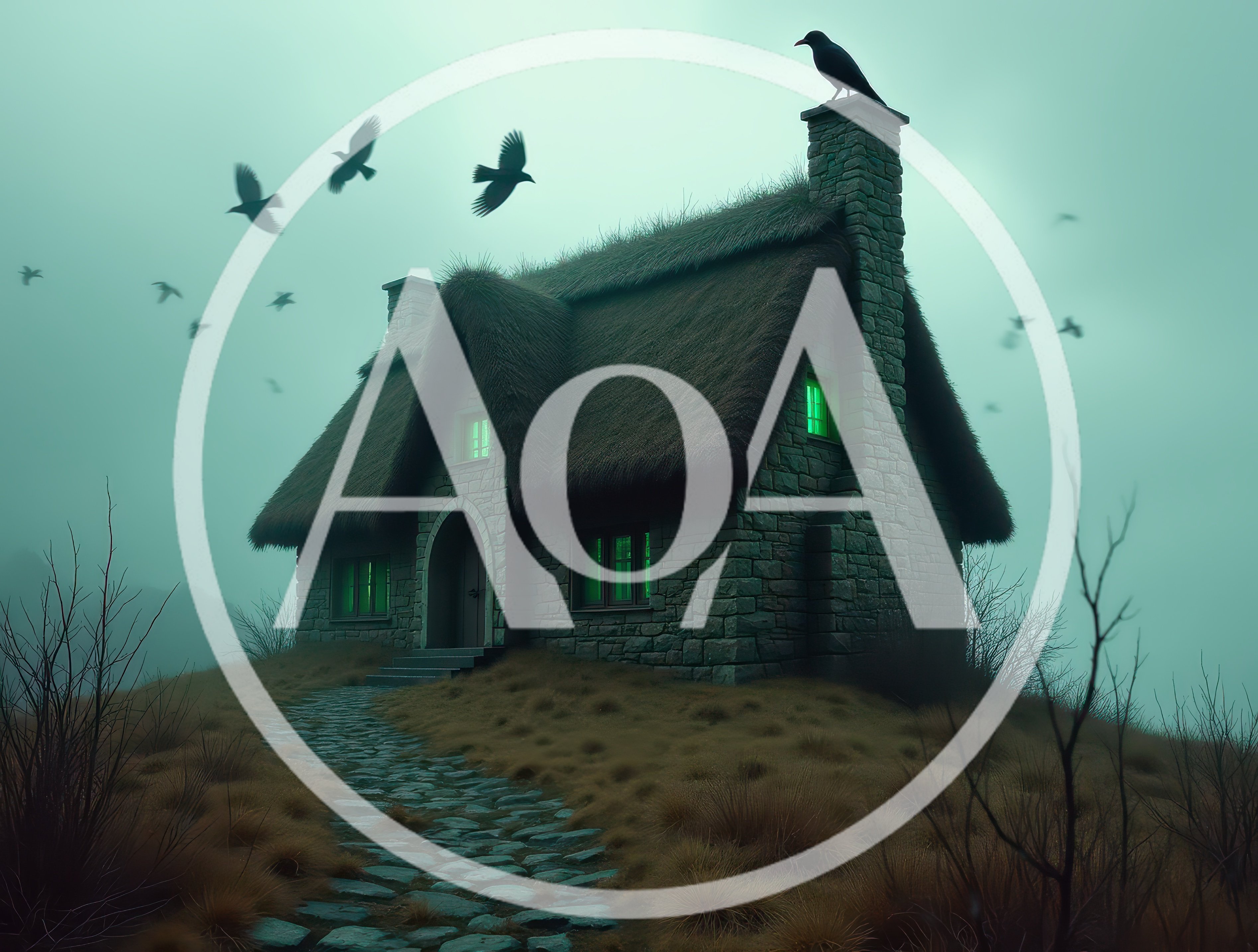 Spooky Stone Cottage With Green Glowing Windows