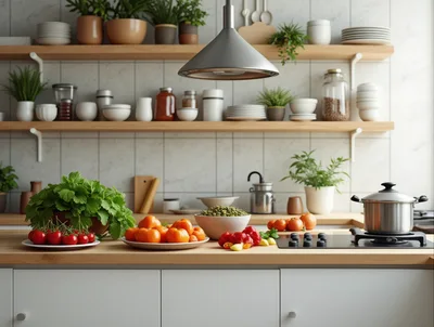 Fresh Vegetables Prepared On A Modern Kitchen Counter