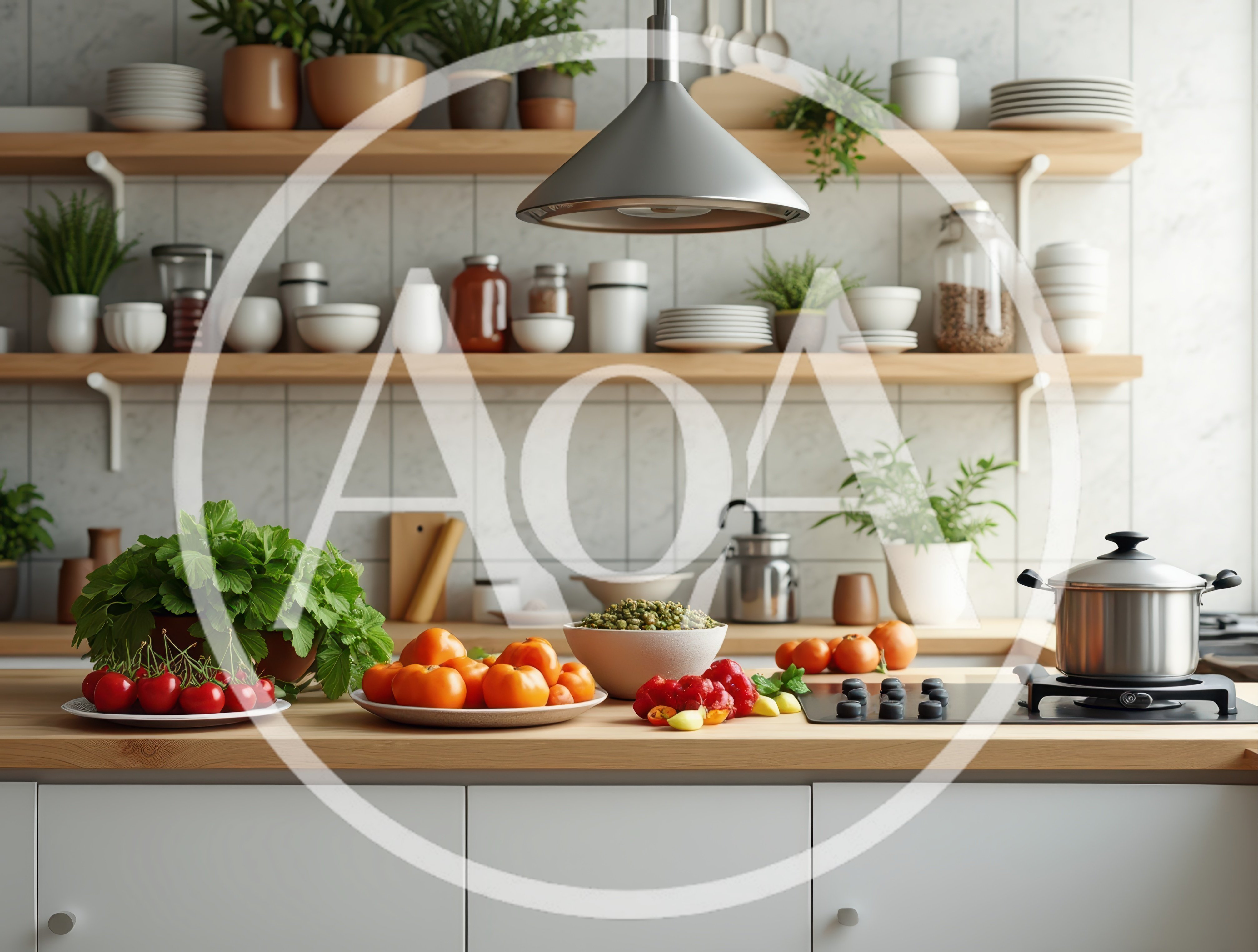 Fresh Vegetables Prepared On A Modern Kitchen Counter