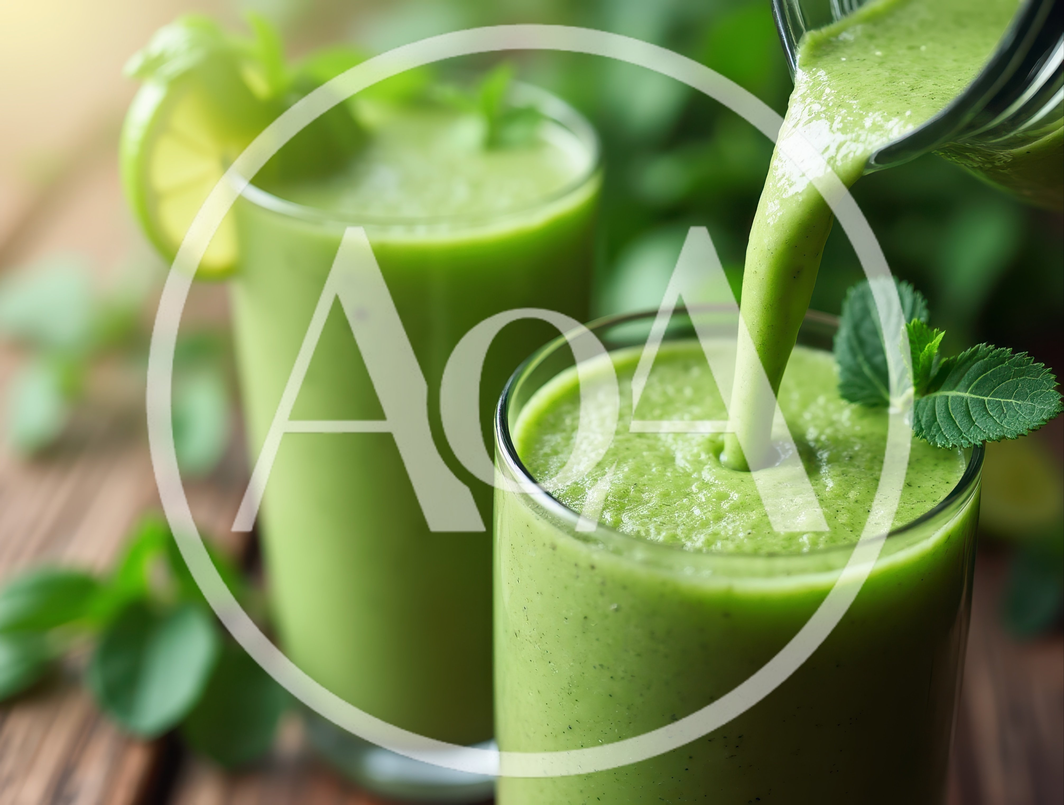 Pouring Fresh Green Smoothie Into A Glass