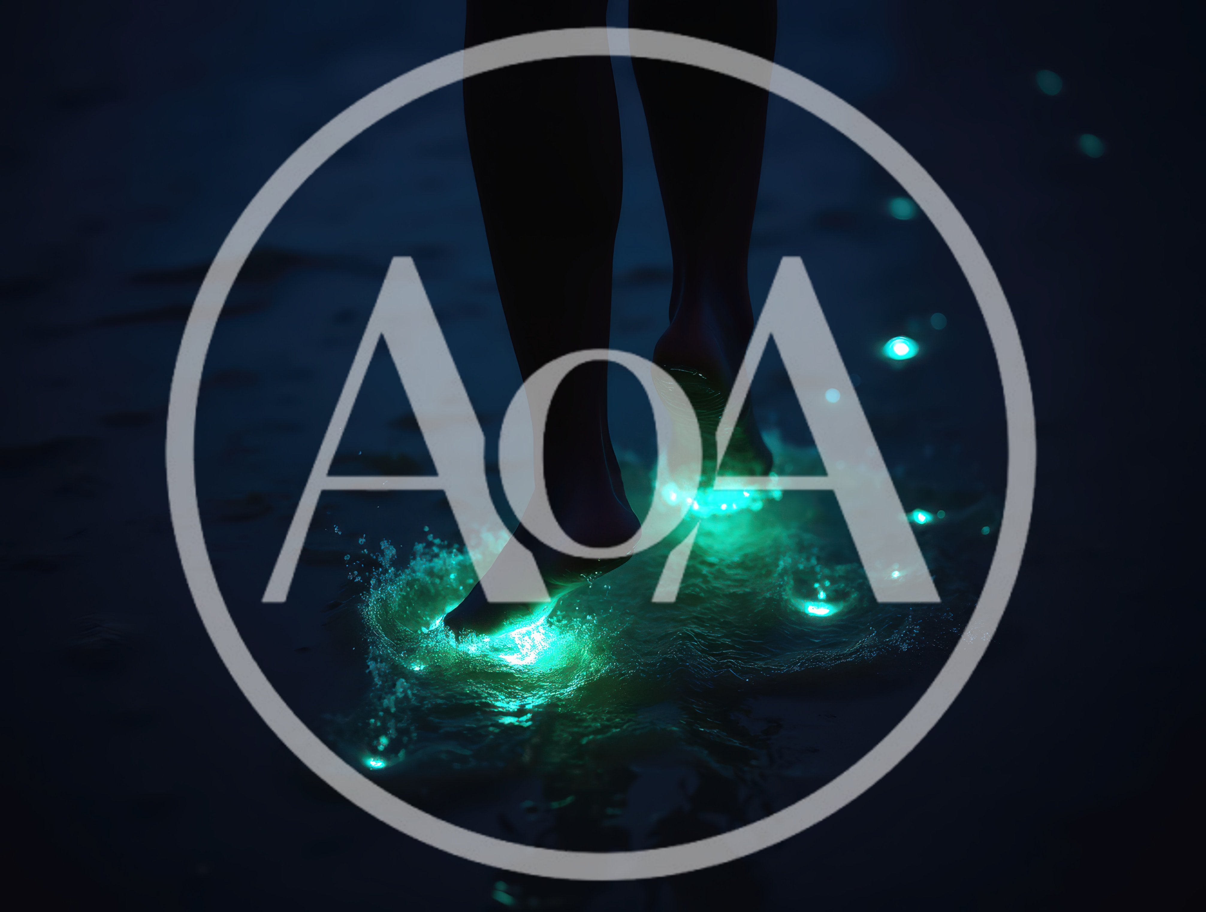 Barefoot Person Walking Through Bioluminescent Glowing Beach Water