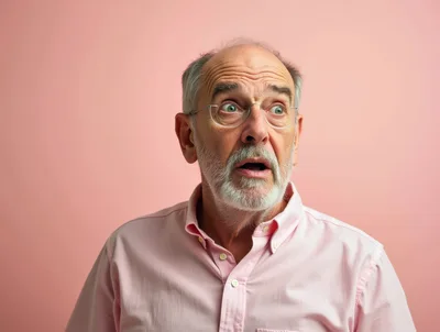 Surprised Senior Man Looking Upwards