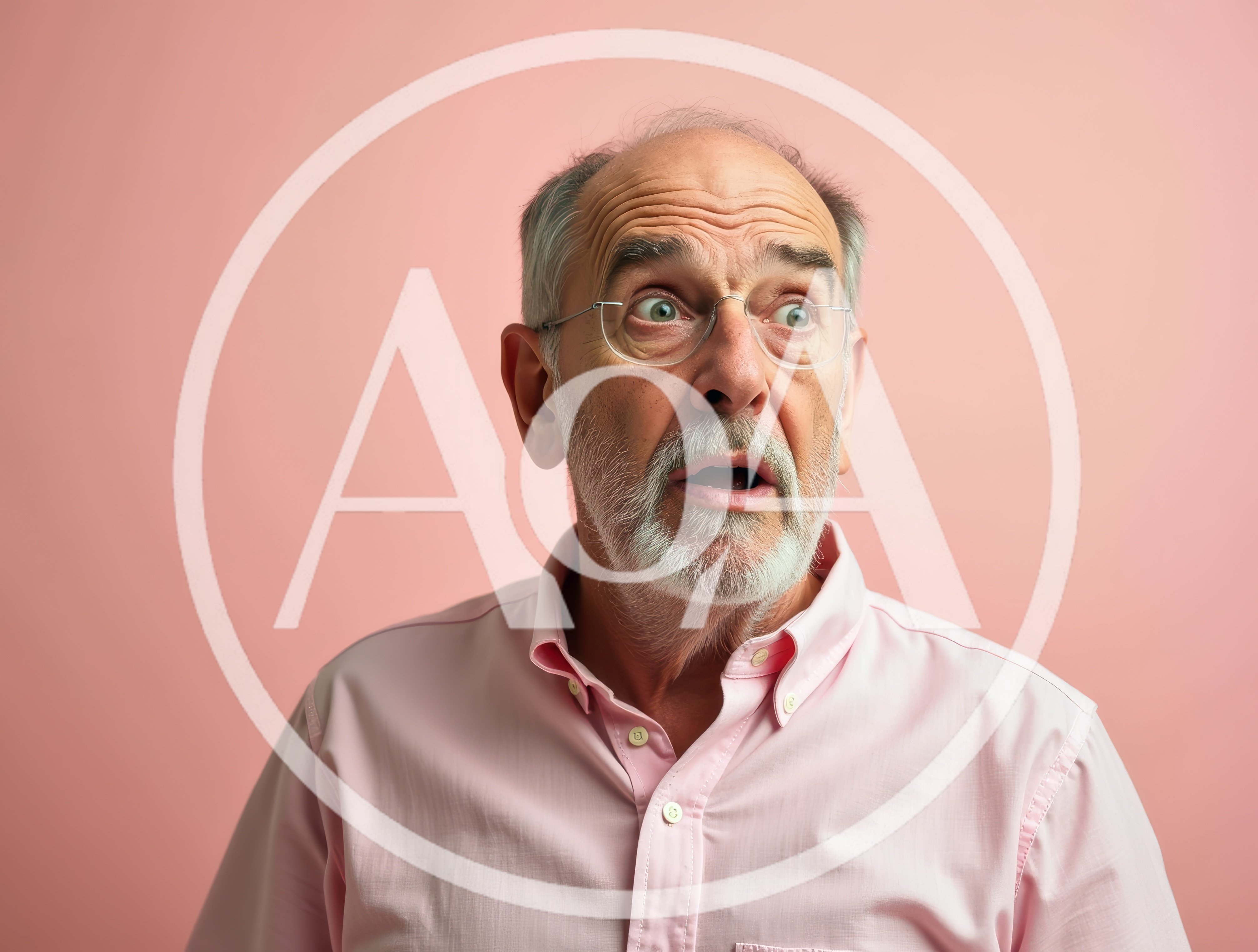 Surprised Senior Man Looking Upwards