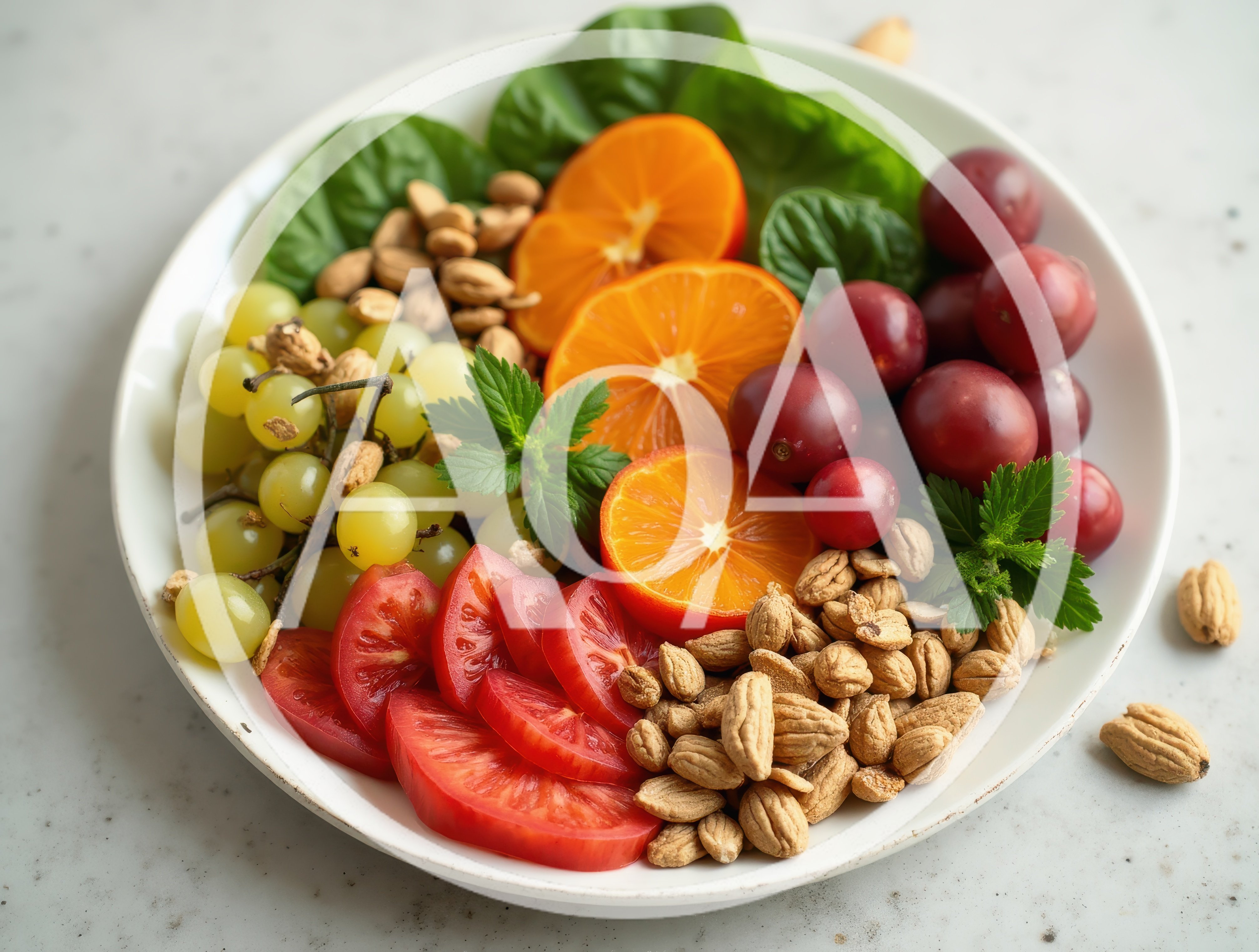 Healthy Fruit and Vegetable Platter on White Plate