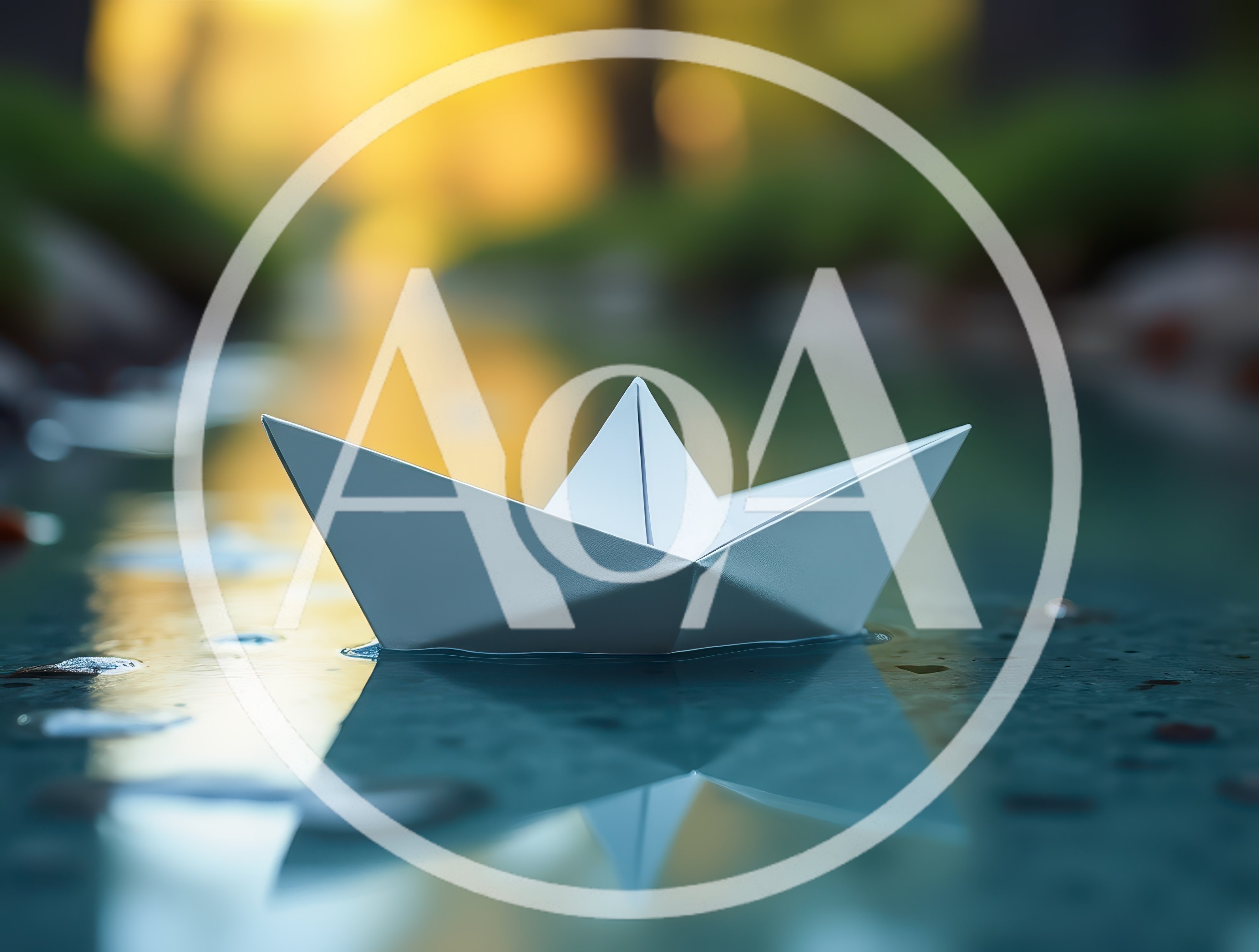 White Paper Boat Floating On A Calm Stream