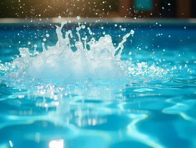 Large Water Splash In A Swimming Pool