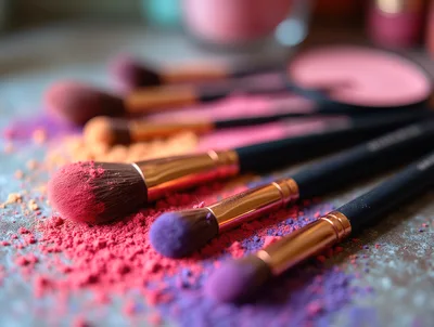 Professional Makeup Brushes With Loose Cosmetic Powder