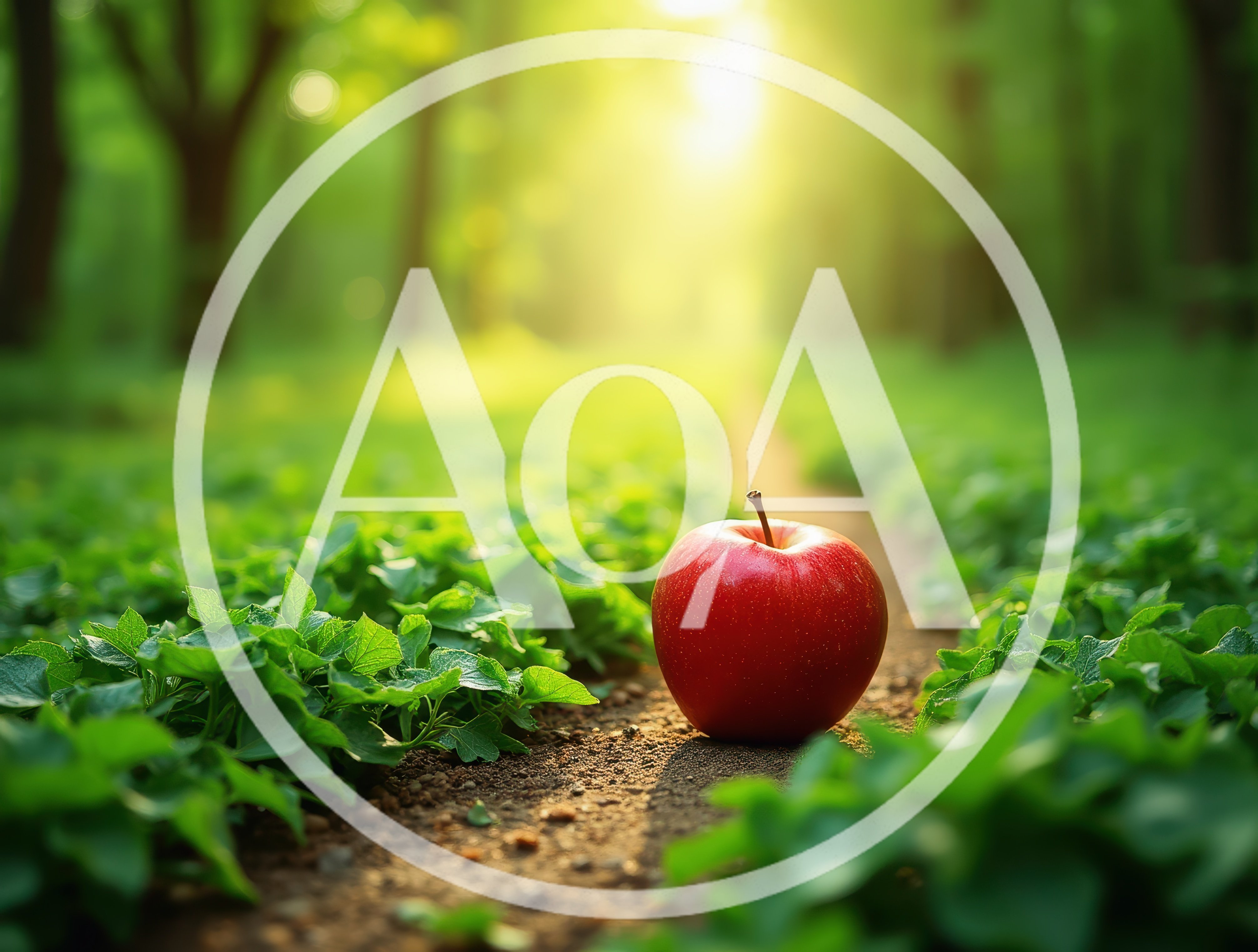 Single Red Apple Resting On A Forest Path
