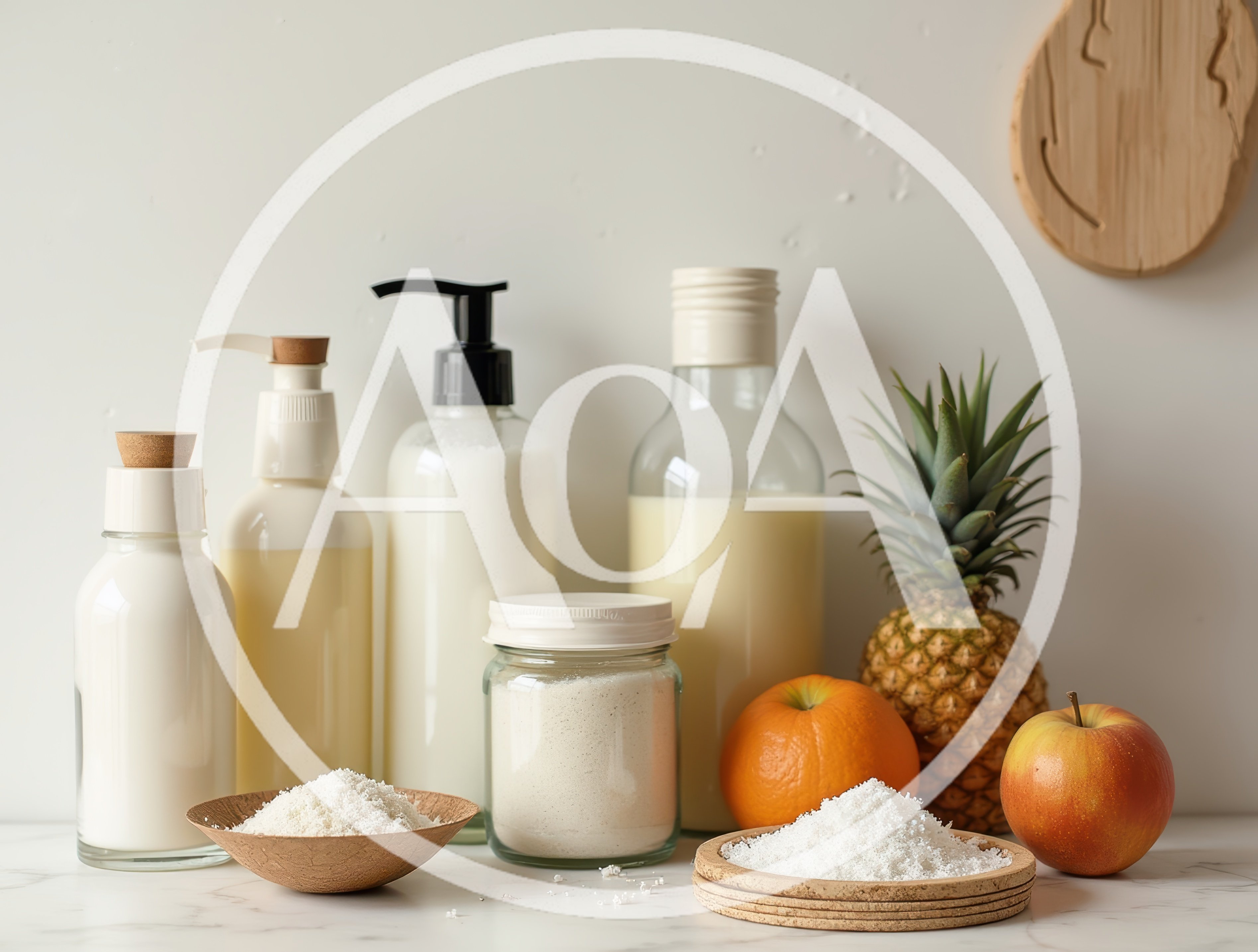 Natural Skincare Products With Fresh Fruit And Ingredients
