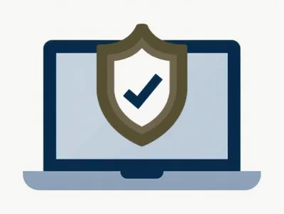 Digital Security Shield Icon On Laptop Screen